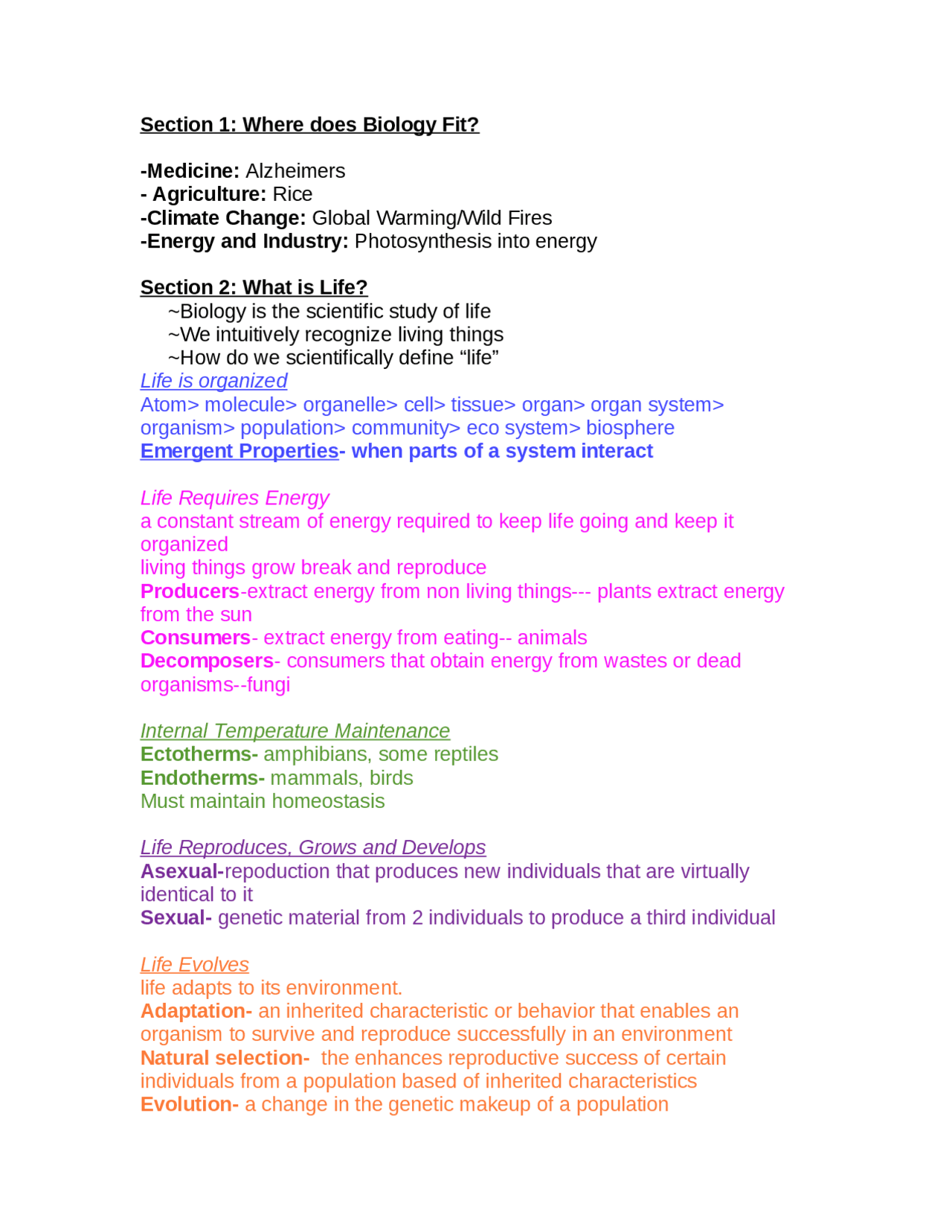 Where Does Biology Fit Laboratory Review Sheet BIO 1101 Docsity