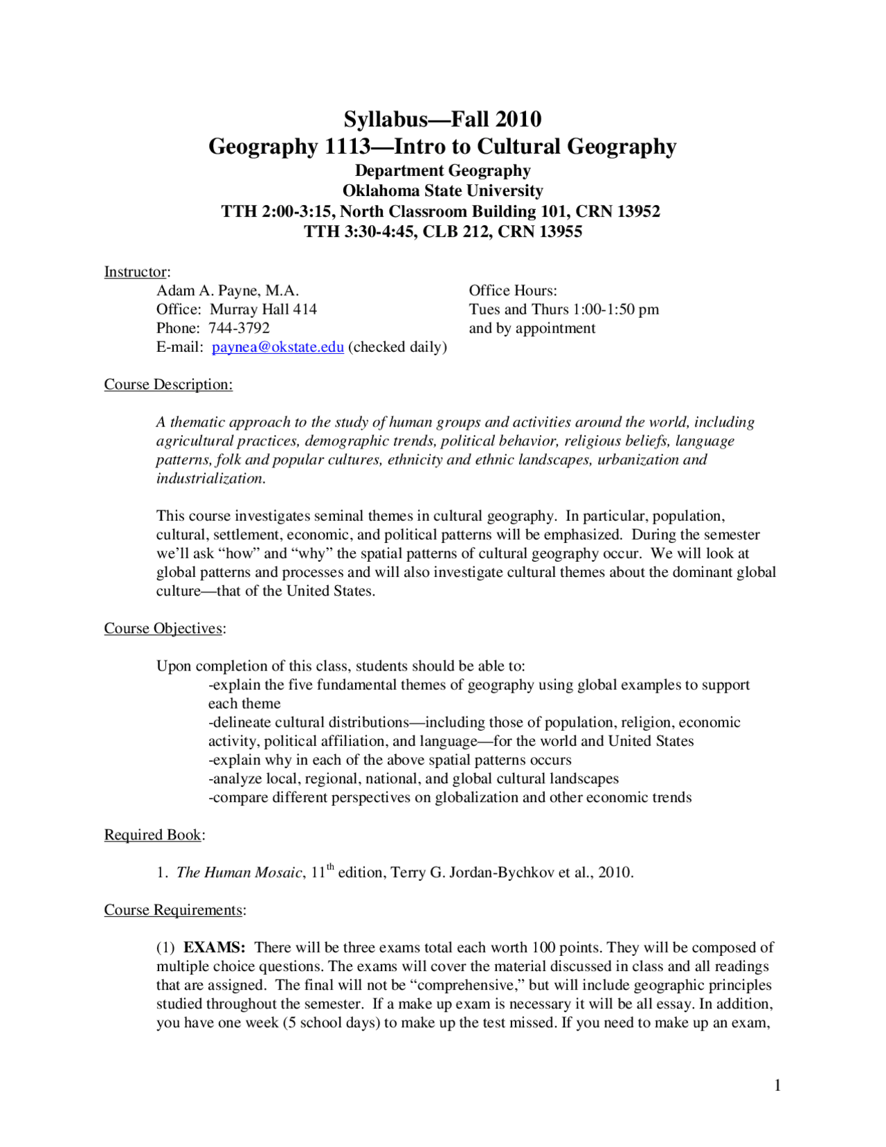 Introduction To Cultural Geography Syllabus Geog 1113 Study Notes Introduction To Cultural Geography Syllabus Geog 1113 Study Notes