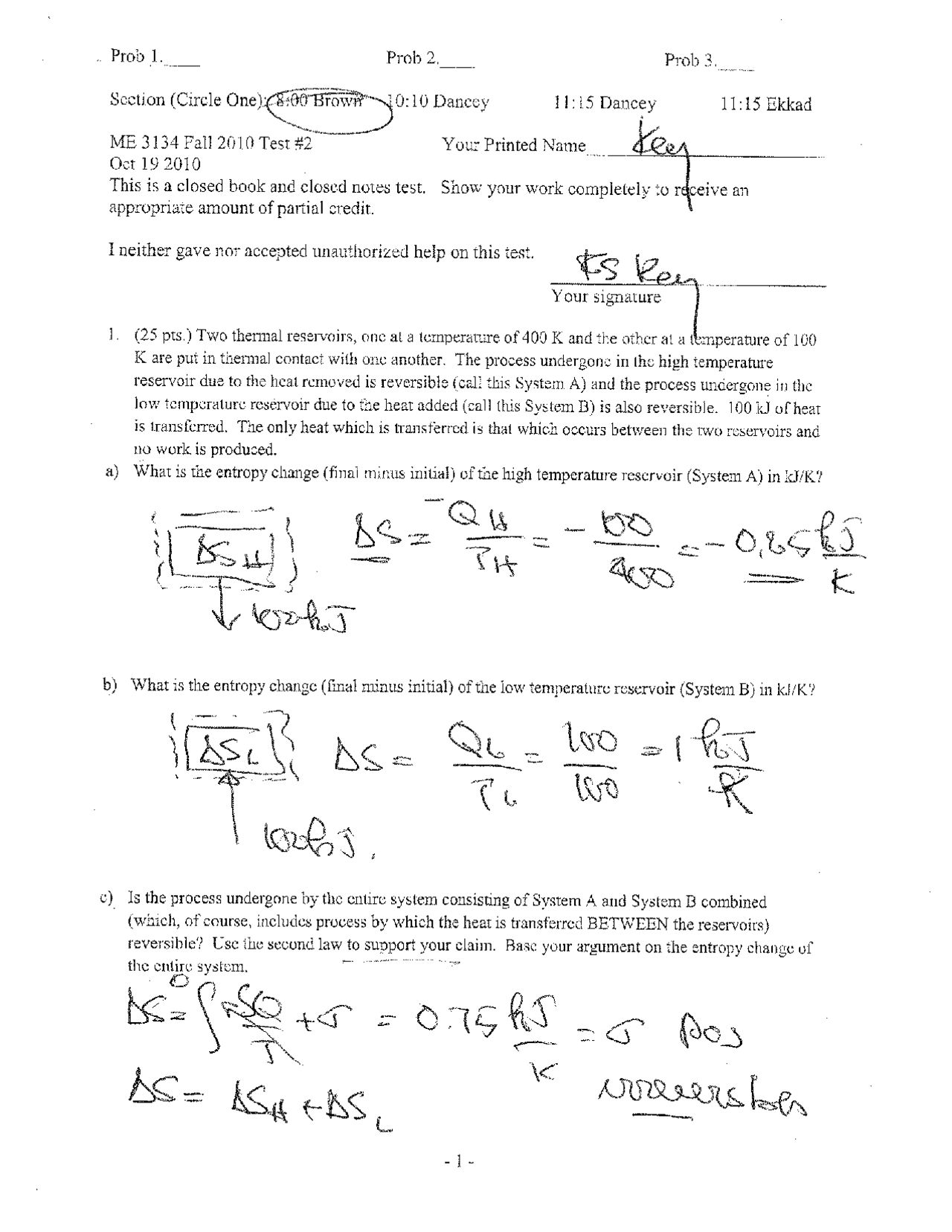 Final Exam on Fundamentals of Thermodynamics with Resolution | ME 3134 ...
