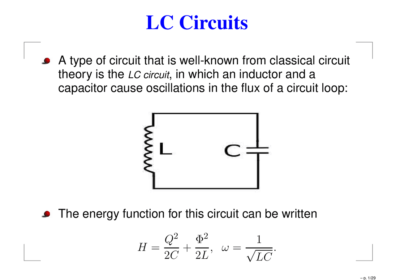 LC Circuits - Introduction to Quantum Information Processing | EE 520 ...