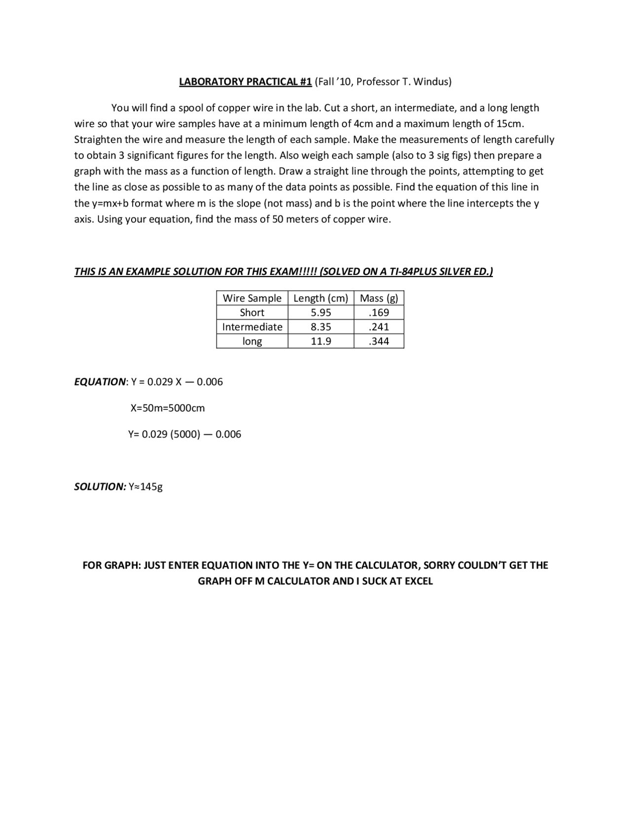 Basic Lab Equations Solved Equation on Lab Practical - Exam 1 | CHEM 163L - Docsity