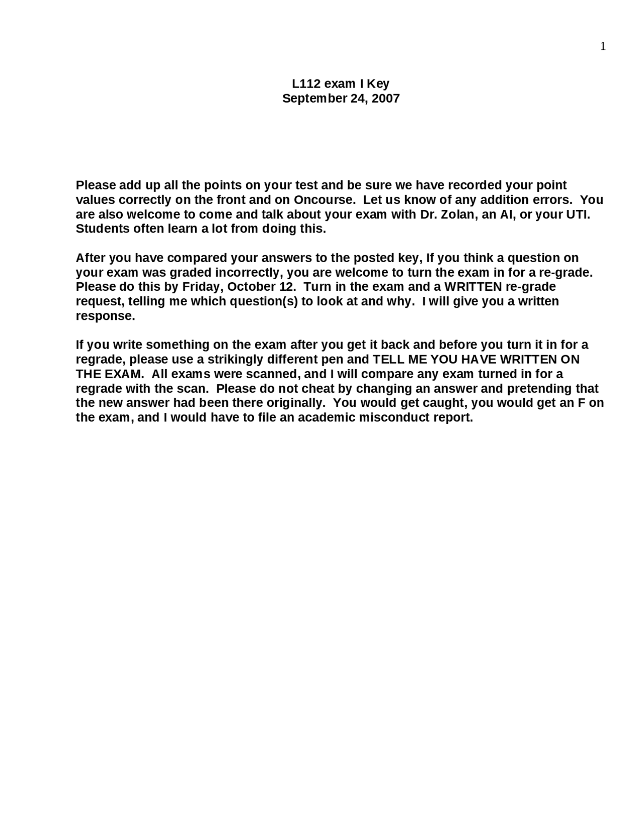Old Lab Exam Papers Old Exam 1 with Resolution - Biological Mechanisms | BIOL - Docsity