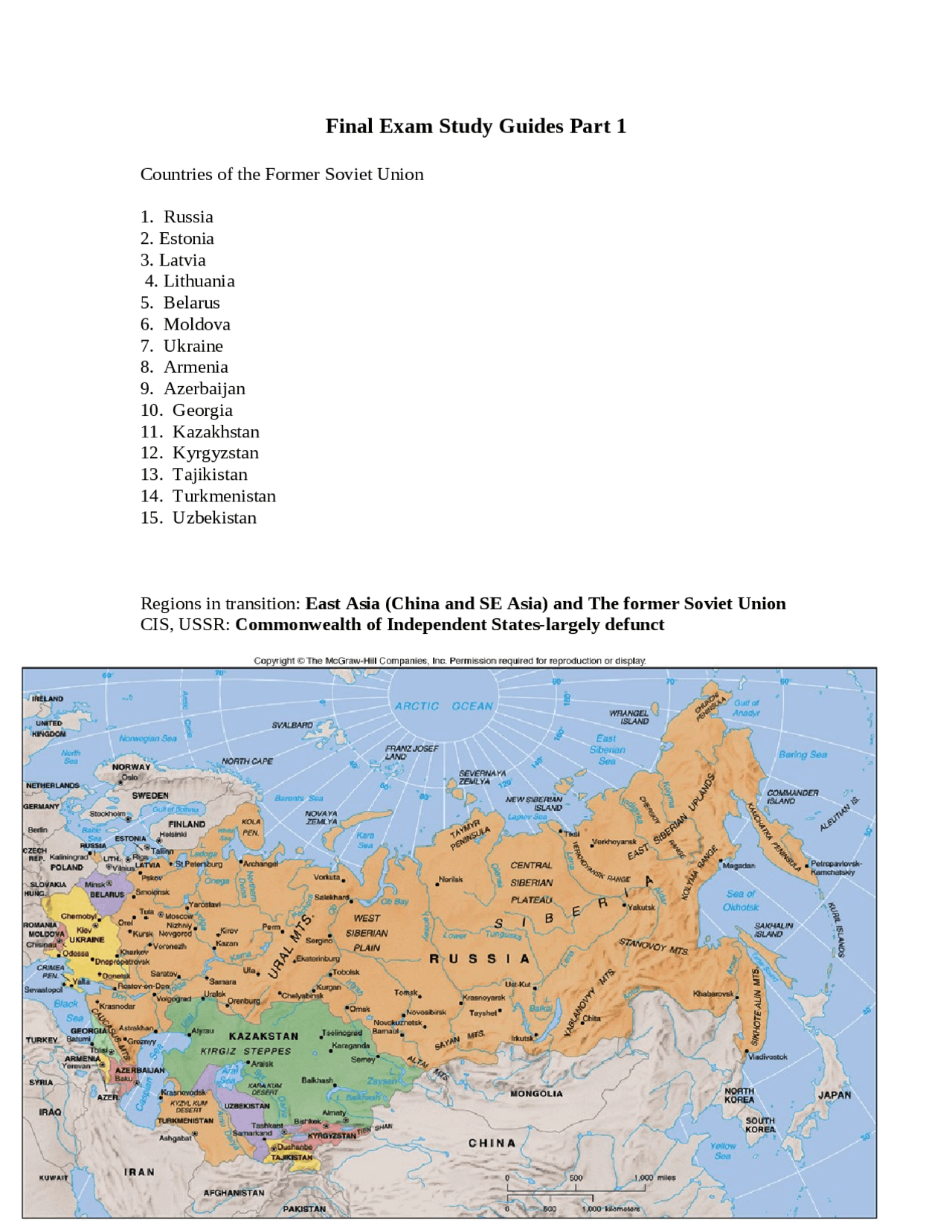 Final Exam Study Guide - World Regions | GEOG 102 - Docsity