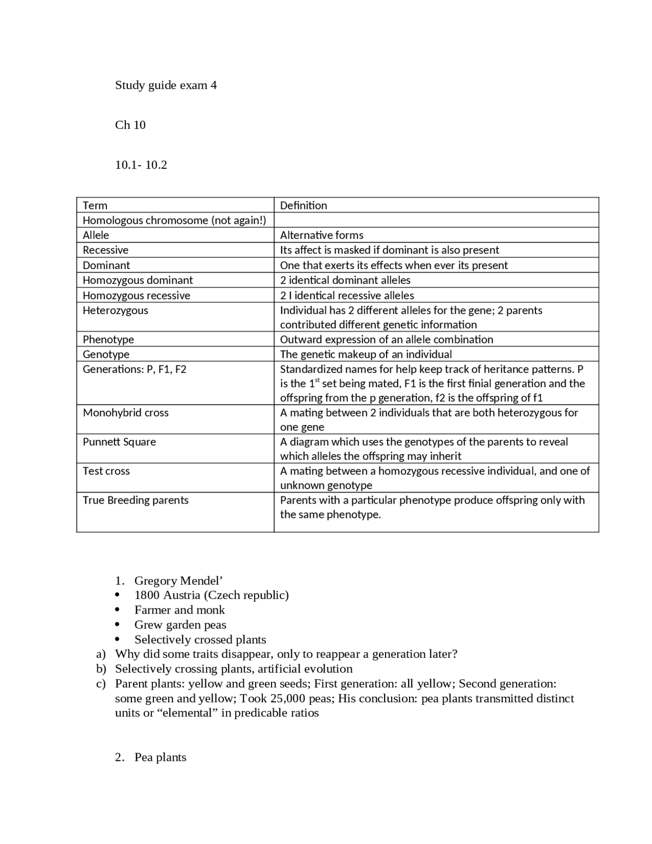 Study Guide for Exam 4 - Laboratory | BIO 1101 - Docsity