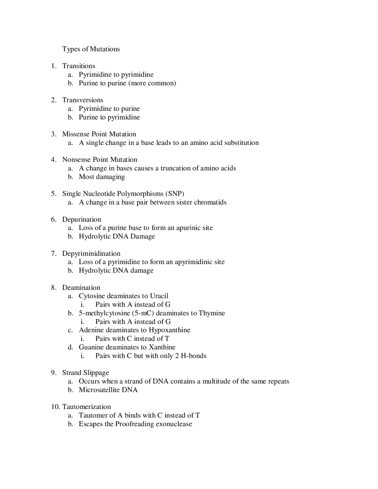 Types of Mutations - Molecular Biology I | PCB 3522 | Study notes ...