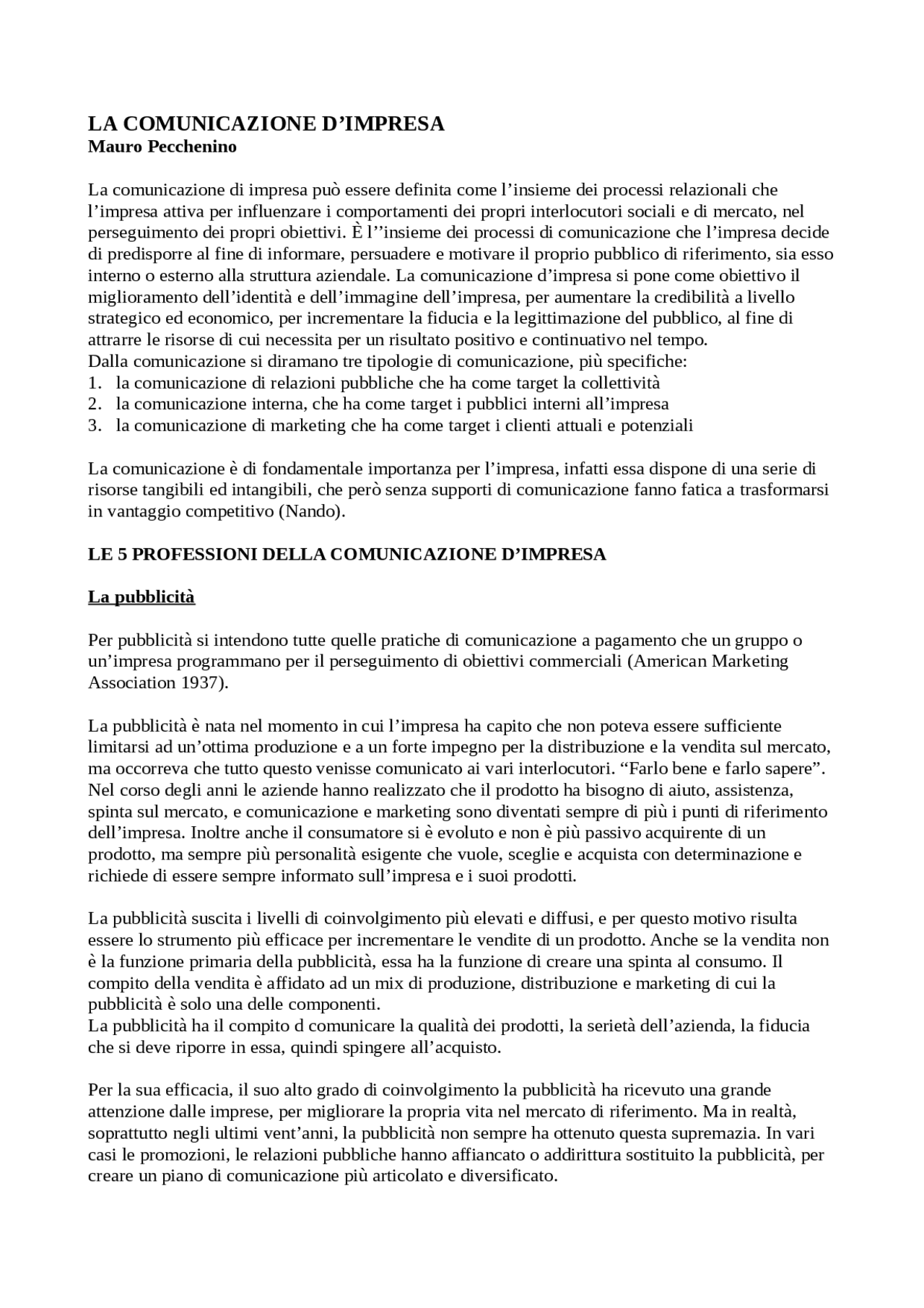 organizzazione e marketing per la comunicazione d impresa