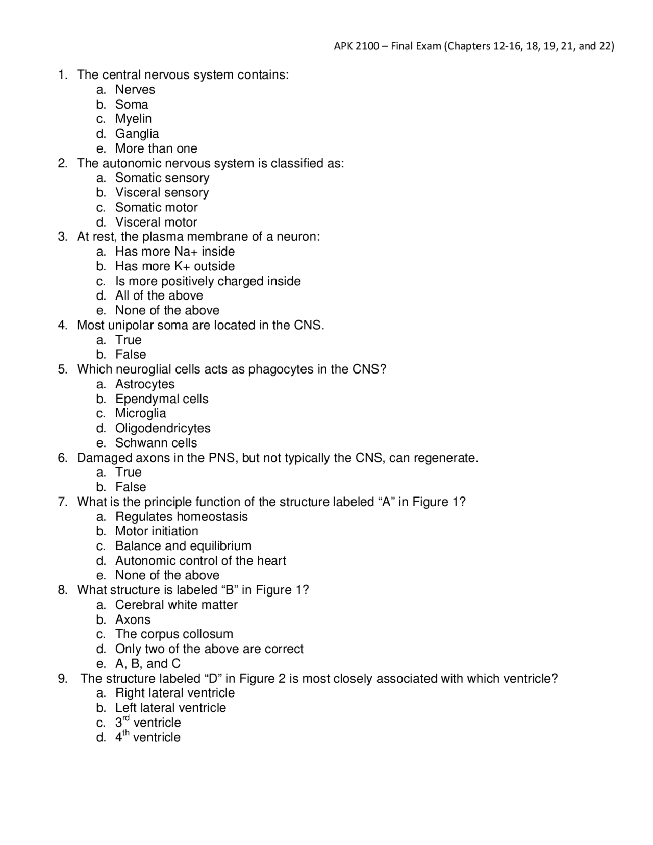 Final Exam Sample Questions - Applied Human Anatomy with Lab | APK ...
