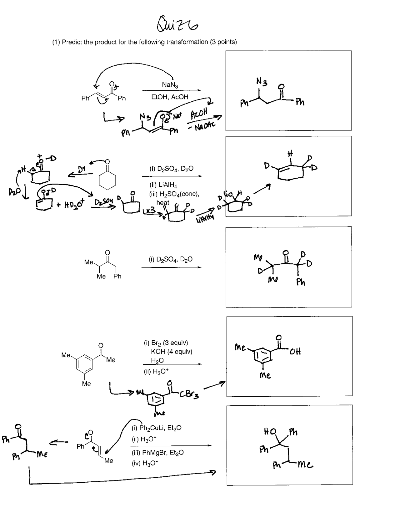 Solved Class Quiz for Organic Chemistry II | CHEM 234 - Docsity