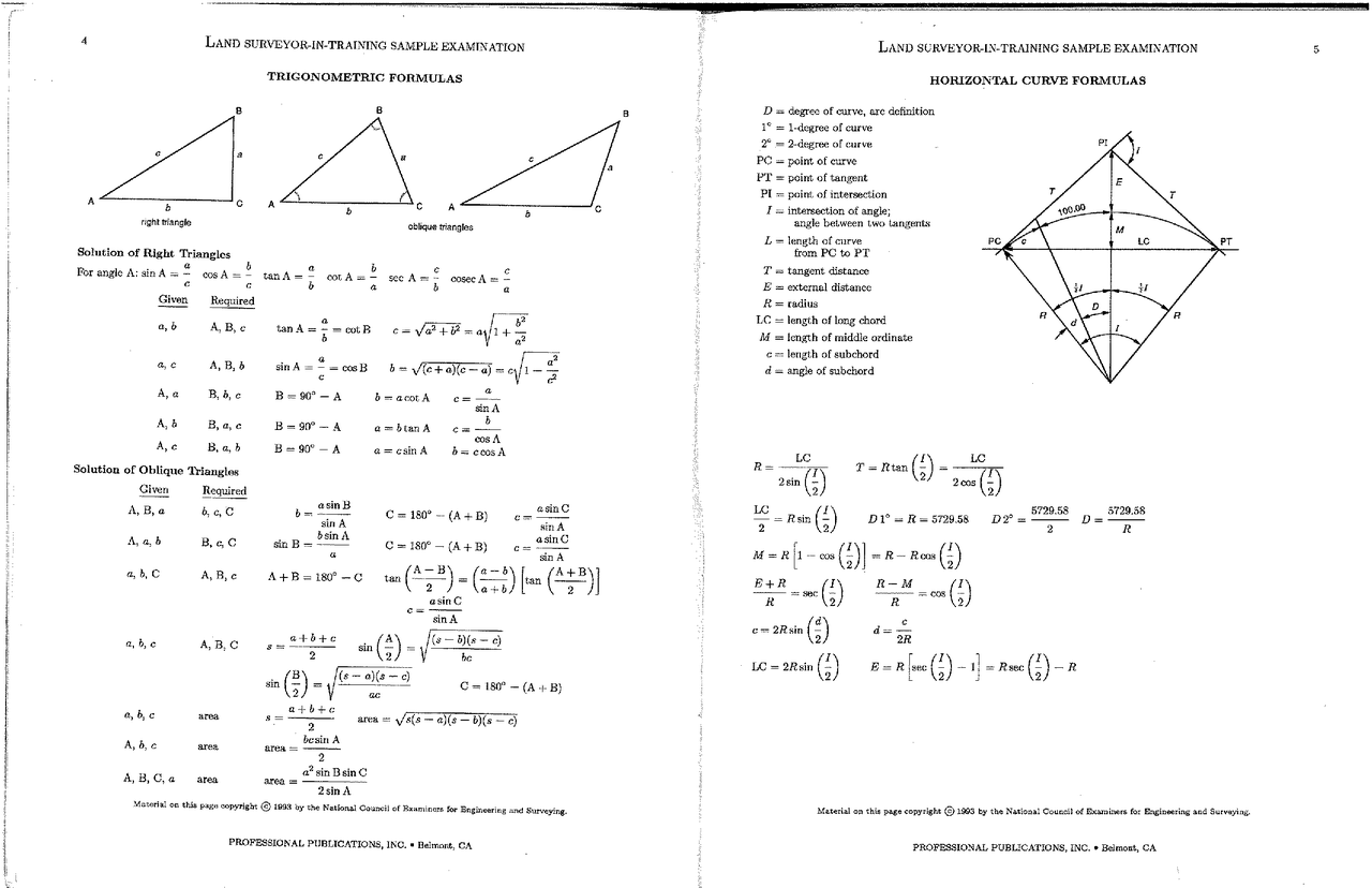 Formula Sheet for Advanced Surveying | CE 220 | Study notes Civil ...