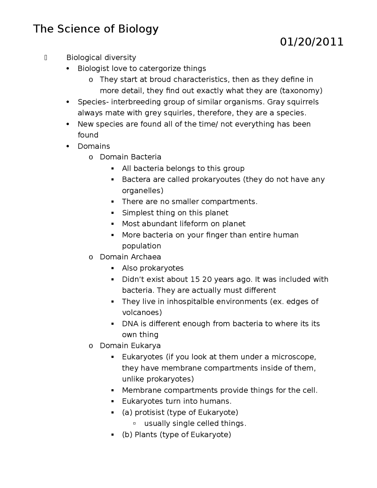 The Science of Biology - Lecture Notes | BIO_SC 1010 - Docsity
