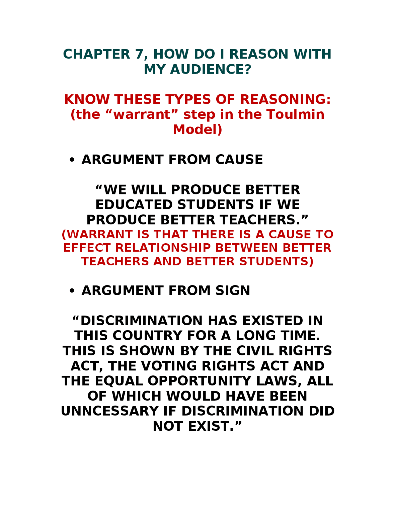 How do I Reason with my Audience - Notes | COM 204 - Docsity