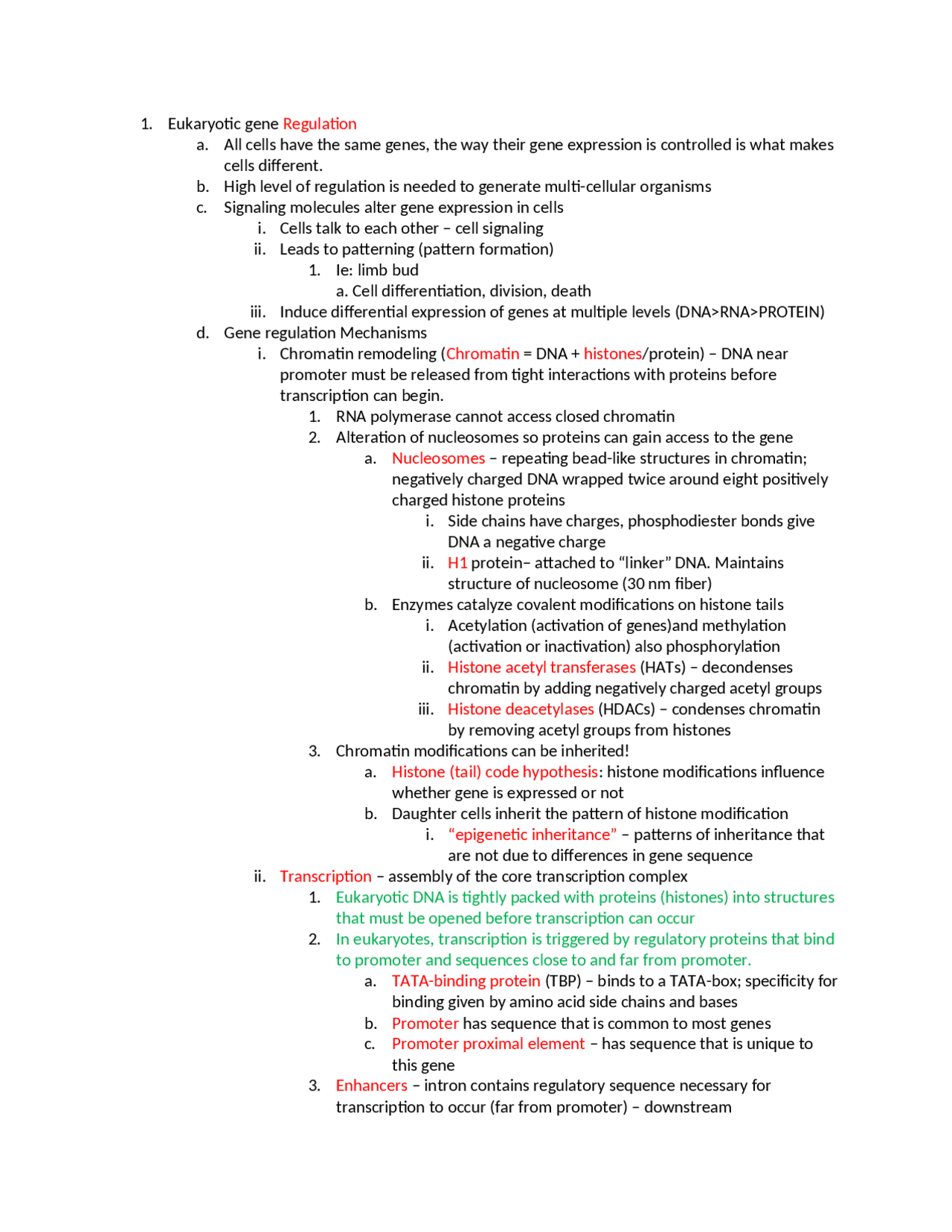 Exam 3 Notes - Eukaryotic Gene Regulation – Biology | BIOL 200 - Docsity