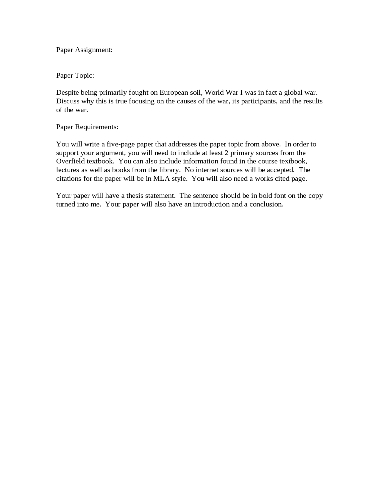 History of Civilization: The Modern Period - Paper Assignment | HST 103 ...