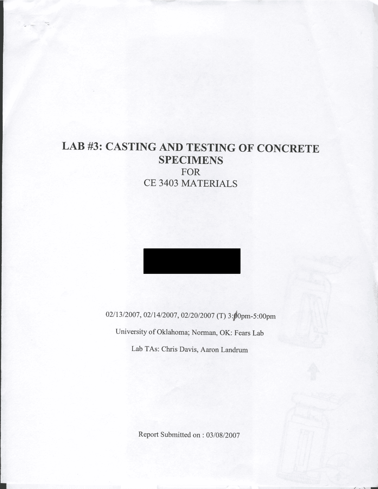 Casting and Testing of Concrete Specimens - Laboratory 3 | CEES 3403 ...