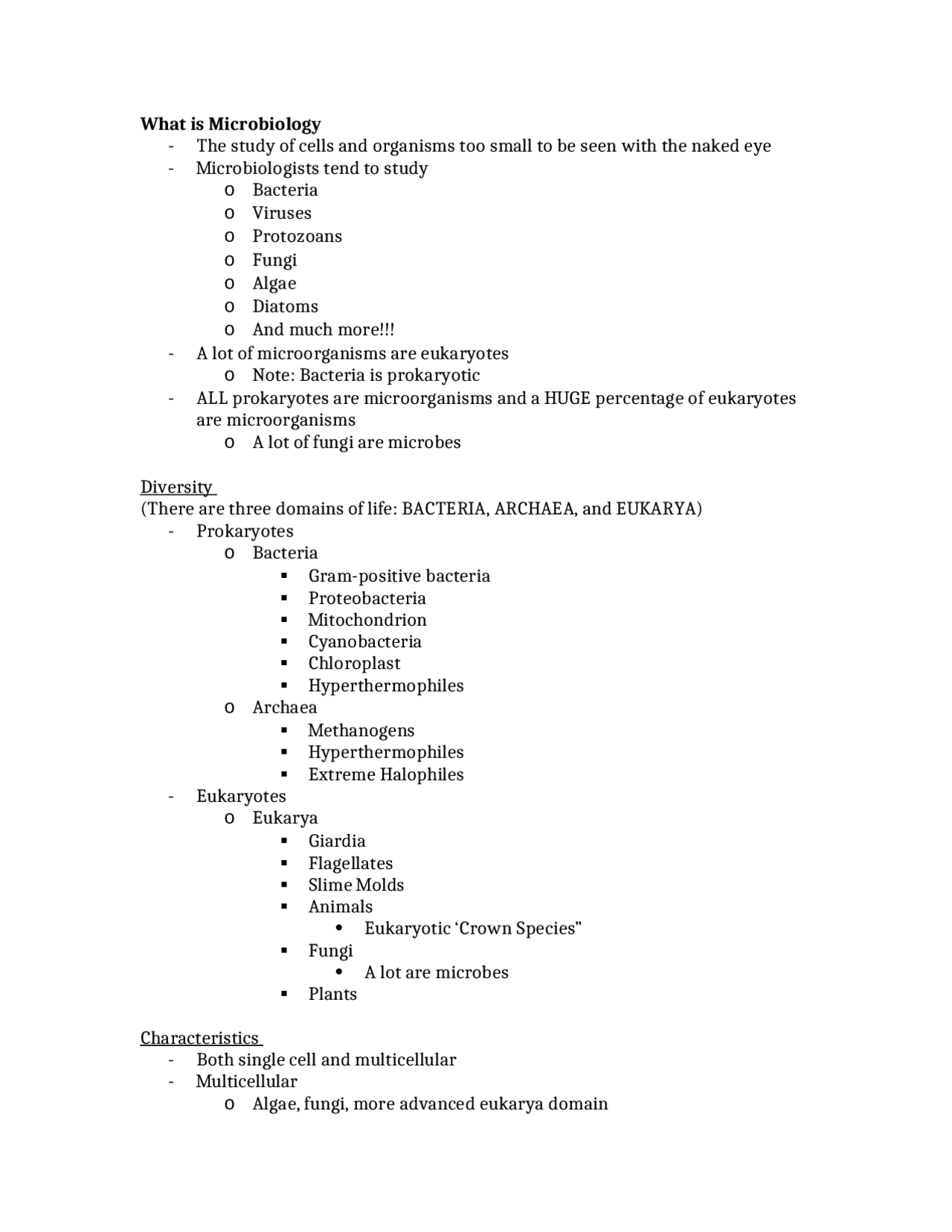 Test one Outline - General Microbiology | BIOL 2051 - Docsity