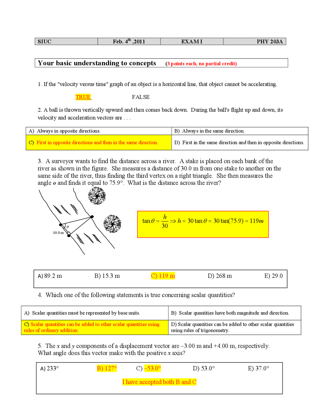 Exam 1 with Solved Problems - College Physics | PHYS 203A - Docsity