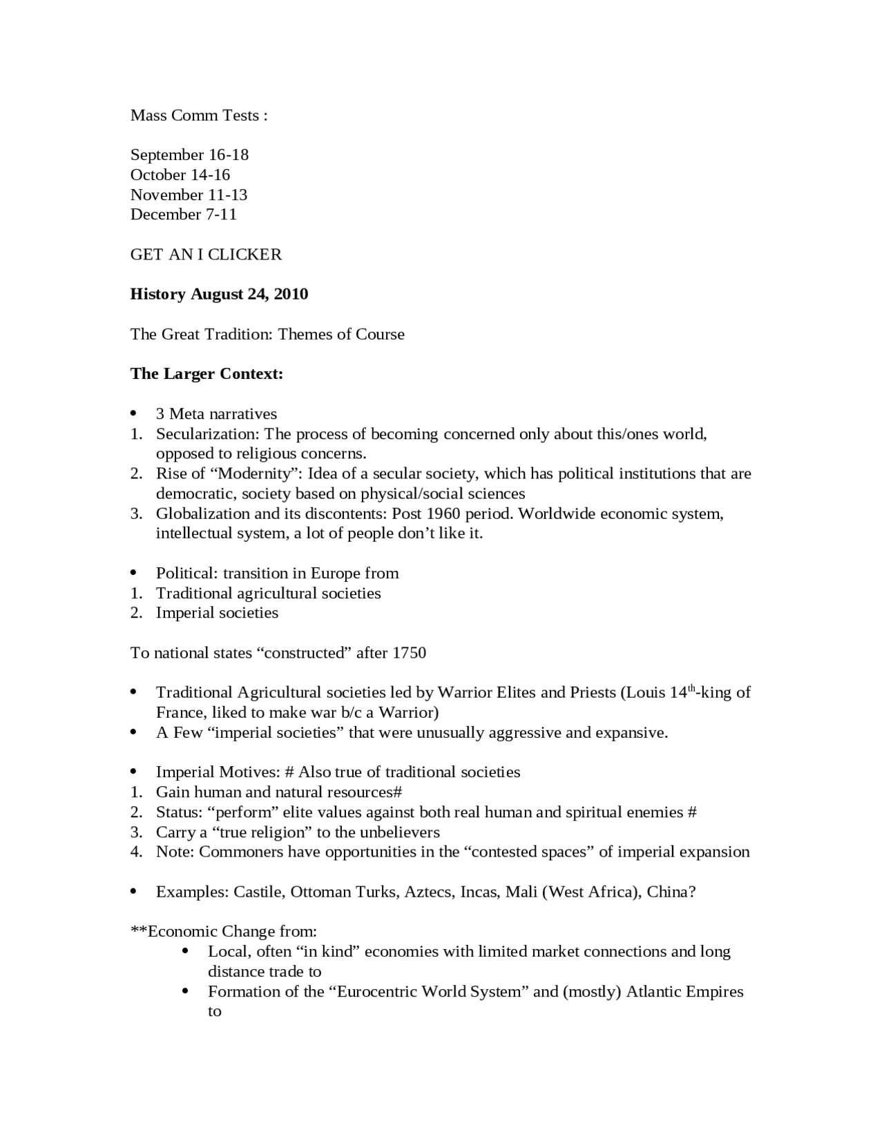 Review Sheet for History of Western Civilization | HIST 1003 - Docsity