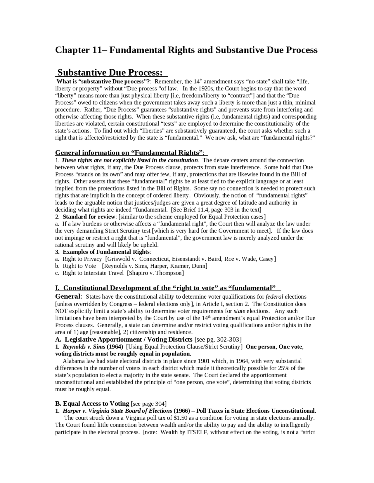 Fundamental Rights and Substantive Due Process Handout - Lecture Notes ...