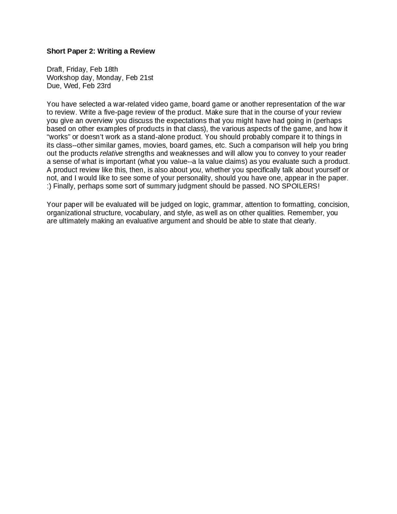 Introduction to English Composition II - Writing a Review | ENGL 1102 ...