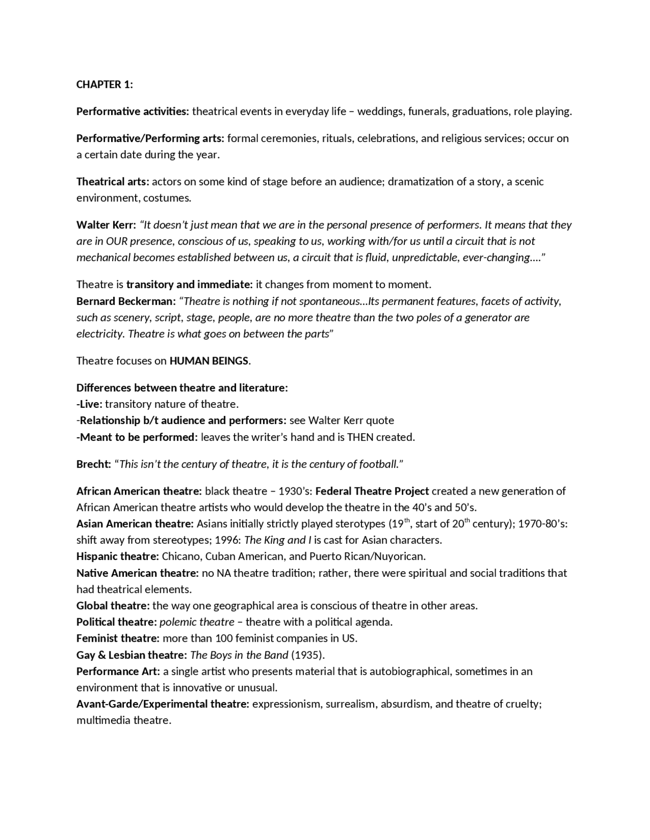 Introduction to Theatre - Performative Activities and Theatrical Arts ...