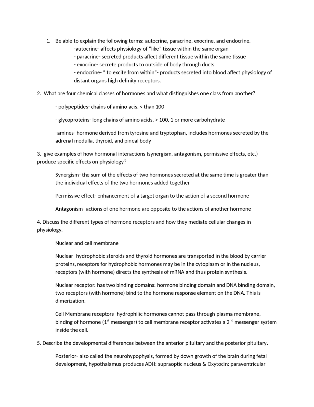 Study Guide for Exam - Human Physiology | BIO 229 - Docsity