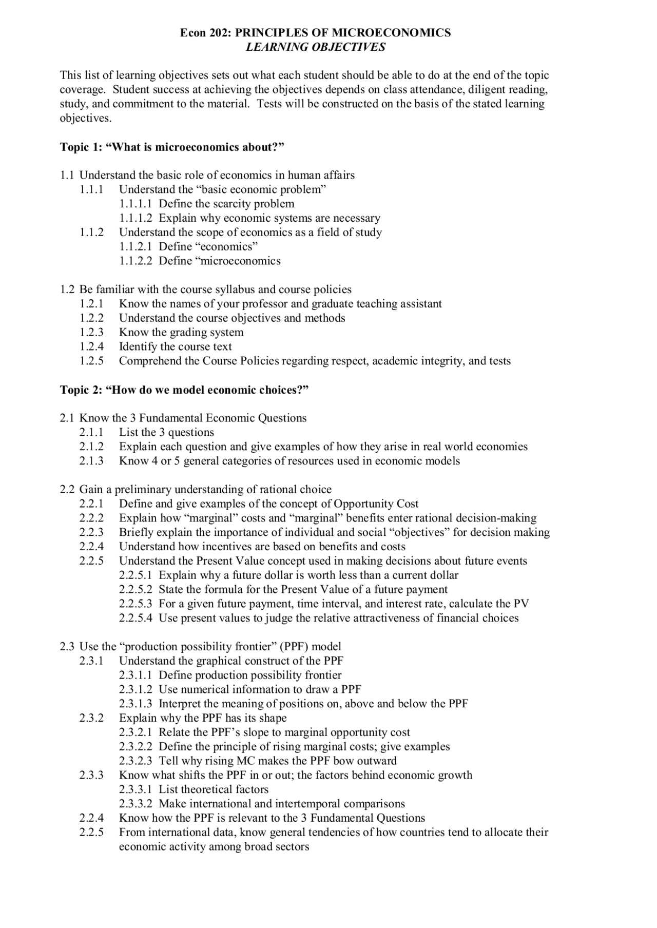 Exam 1 Study Guide - Principles of Microeconomics | ECON 202 | Exams ...