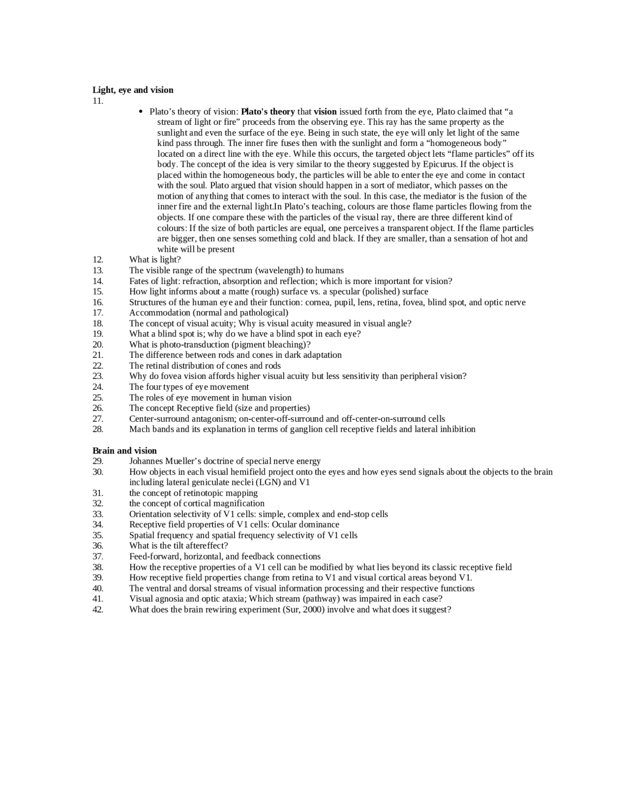 Study Guide Exam 1 - Perception | PSY 361 - Docsity