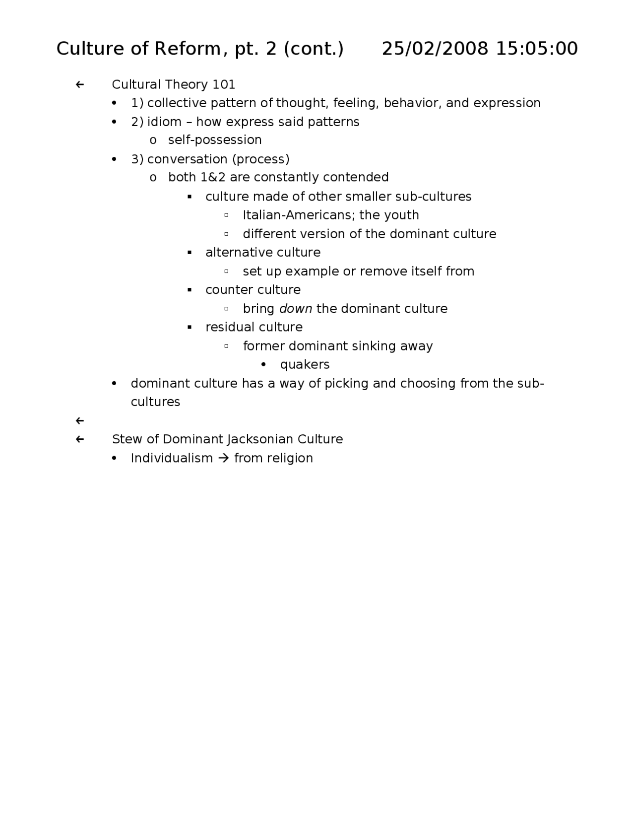 Culture of Reform II - American History to 1865 - Lecture Notes | HIST ...
