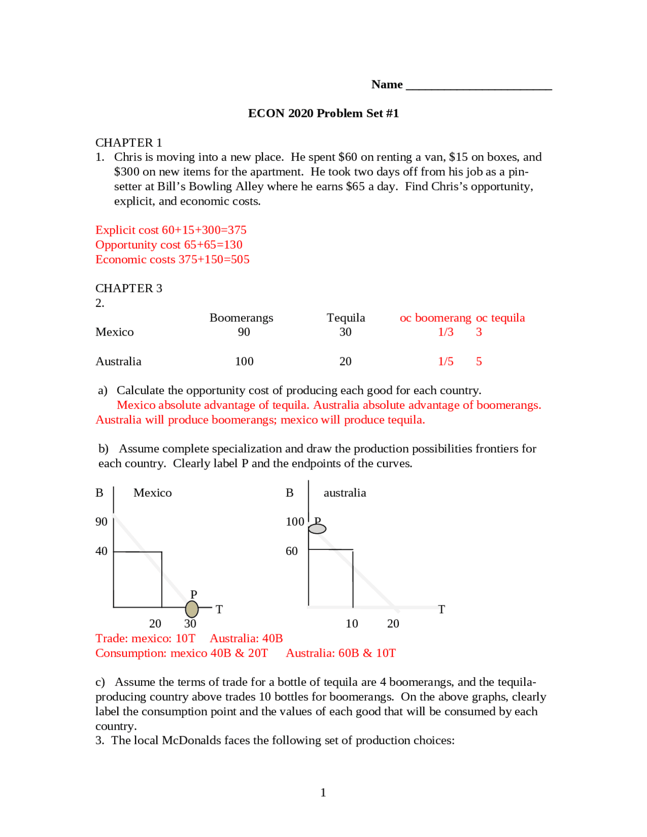 Study Guide for Test 1 - Principles of Microeconomics | ECON 2020 ...
