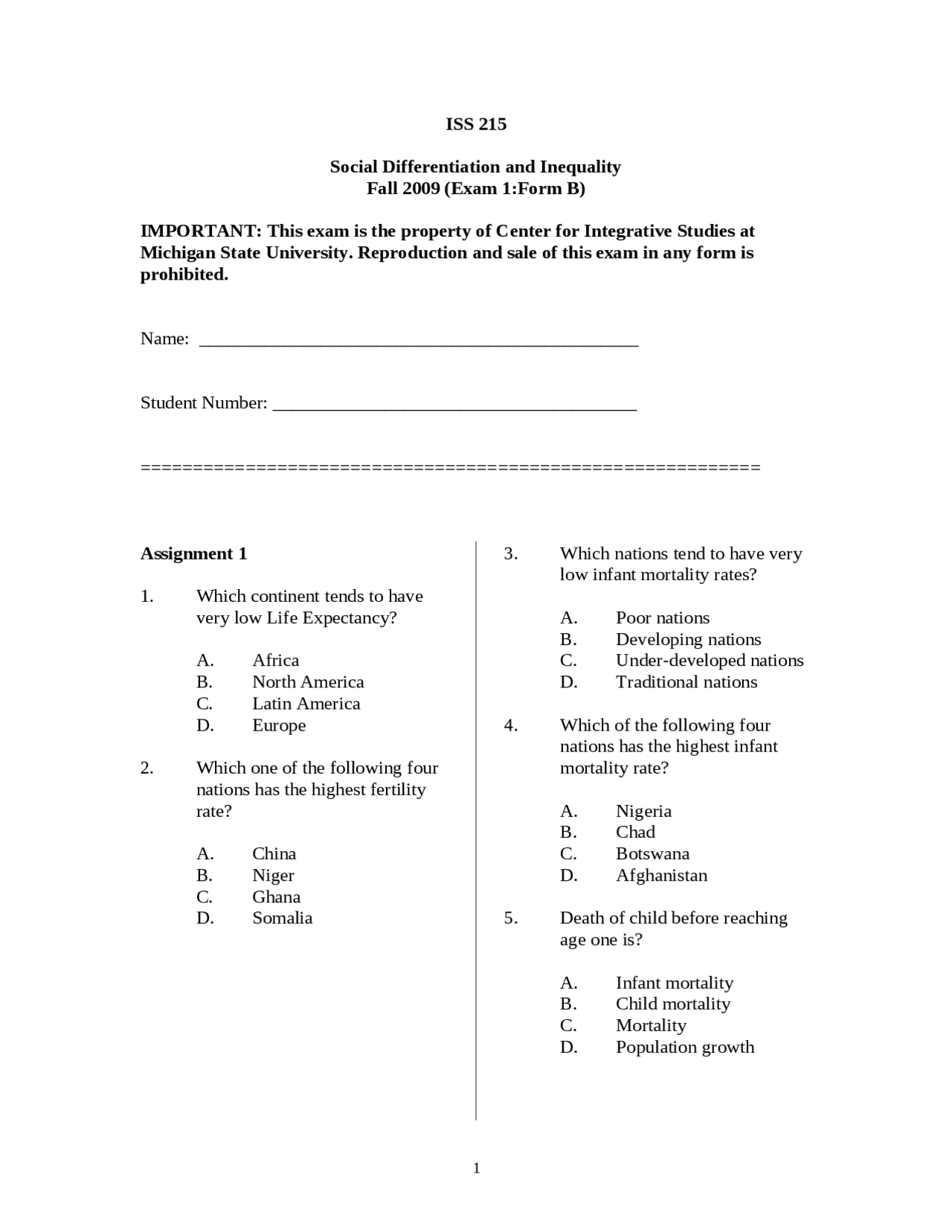 Study Guide for Exam - Social Differential and Inequality | ISS 215 ...