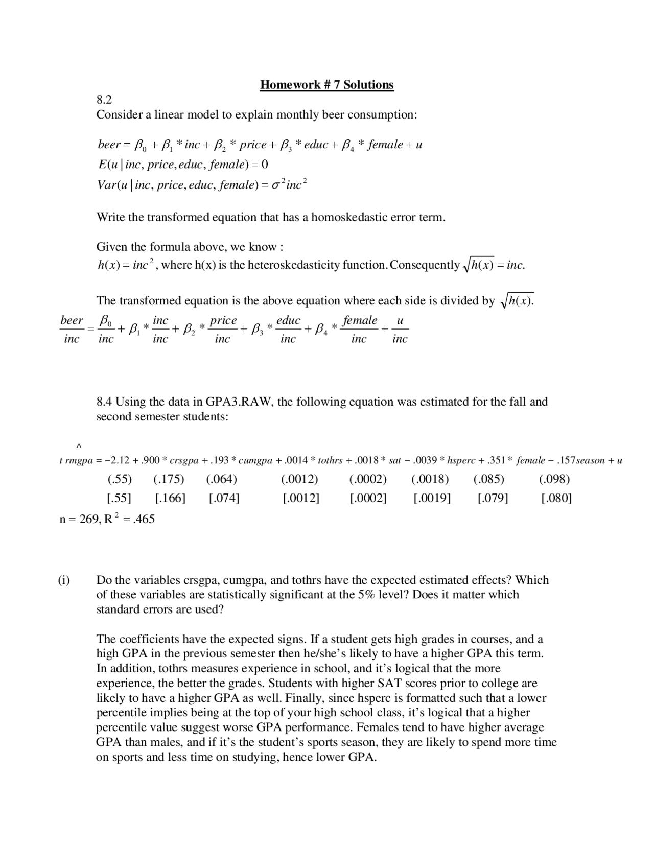 Econometrics and Applications - Homework 7 Solved | ECON 4950 | Quizzes ...