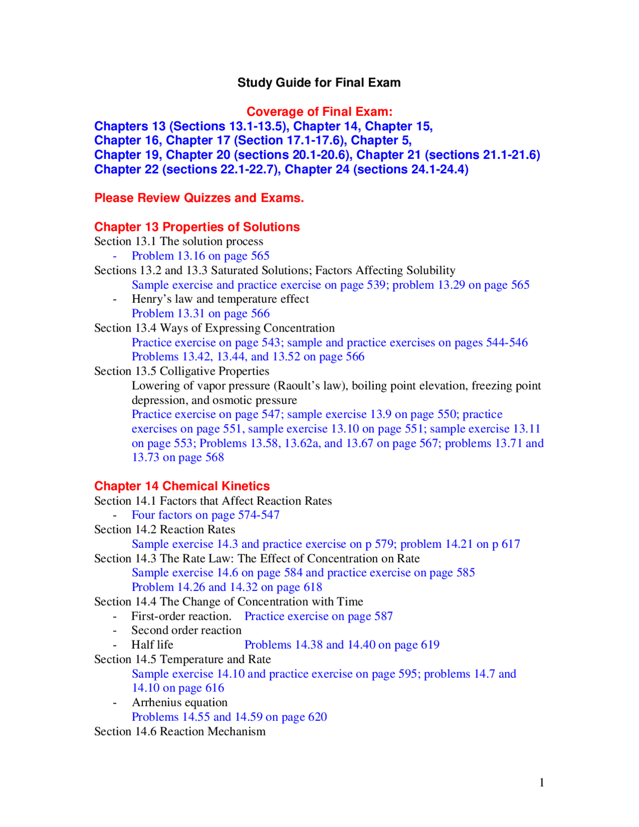 Final Exam Study Guide - General Chemistry II | CHEM 130 | Study notes ...
