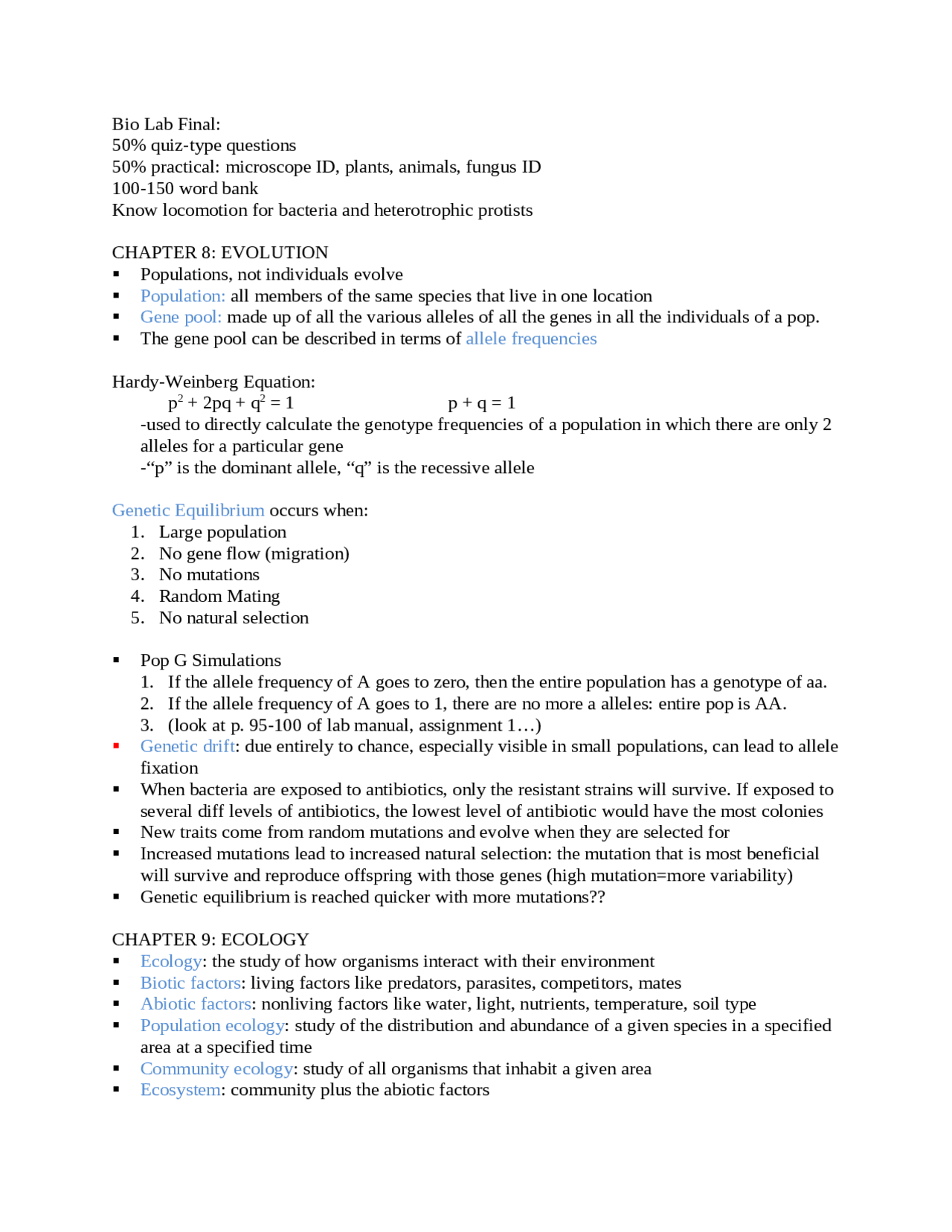 Biology Lab Journal Notes Lab Final Review Notes on Biological Laboratory Science Major II | BIOL ...