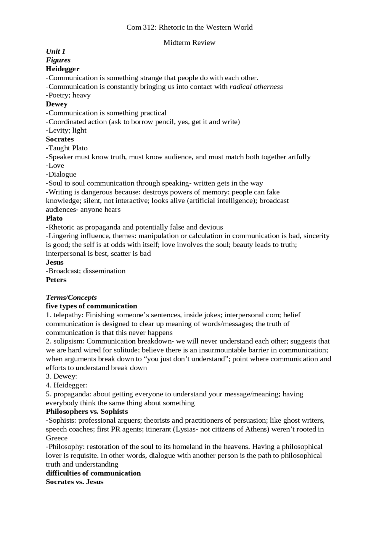 Terms and Concepts of Rhetoric in the Western | COM 31200 - Docsity