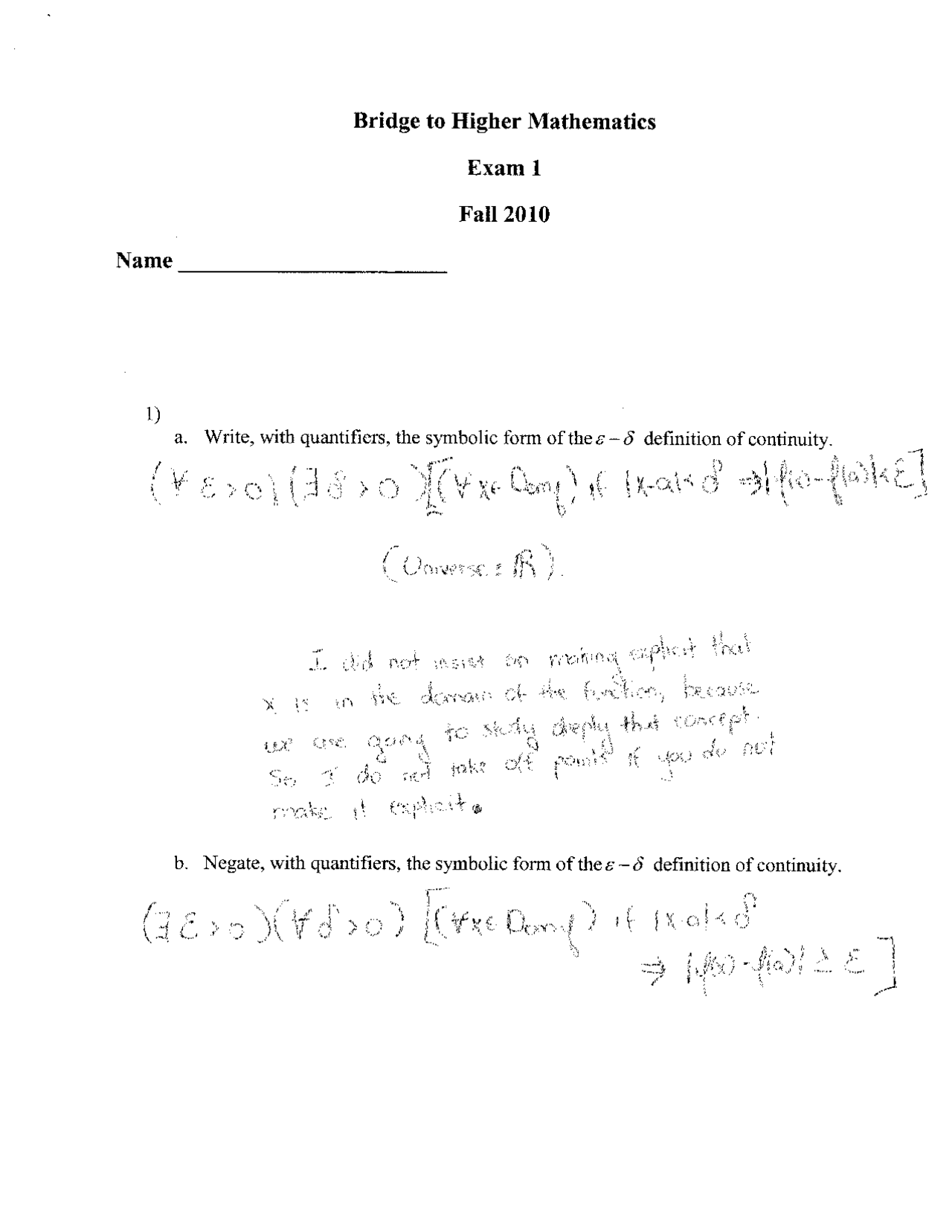 Bridging Math Questions Solved Questions for Bridge to Higher Mathematics - Test I | MATH 3000 ...