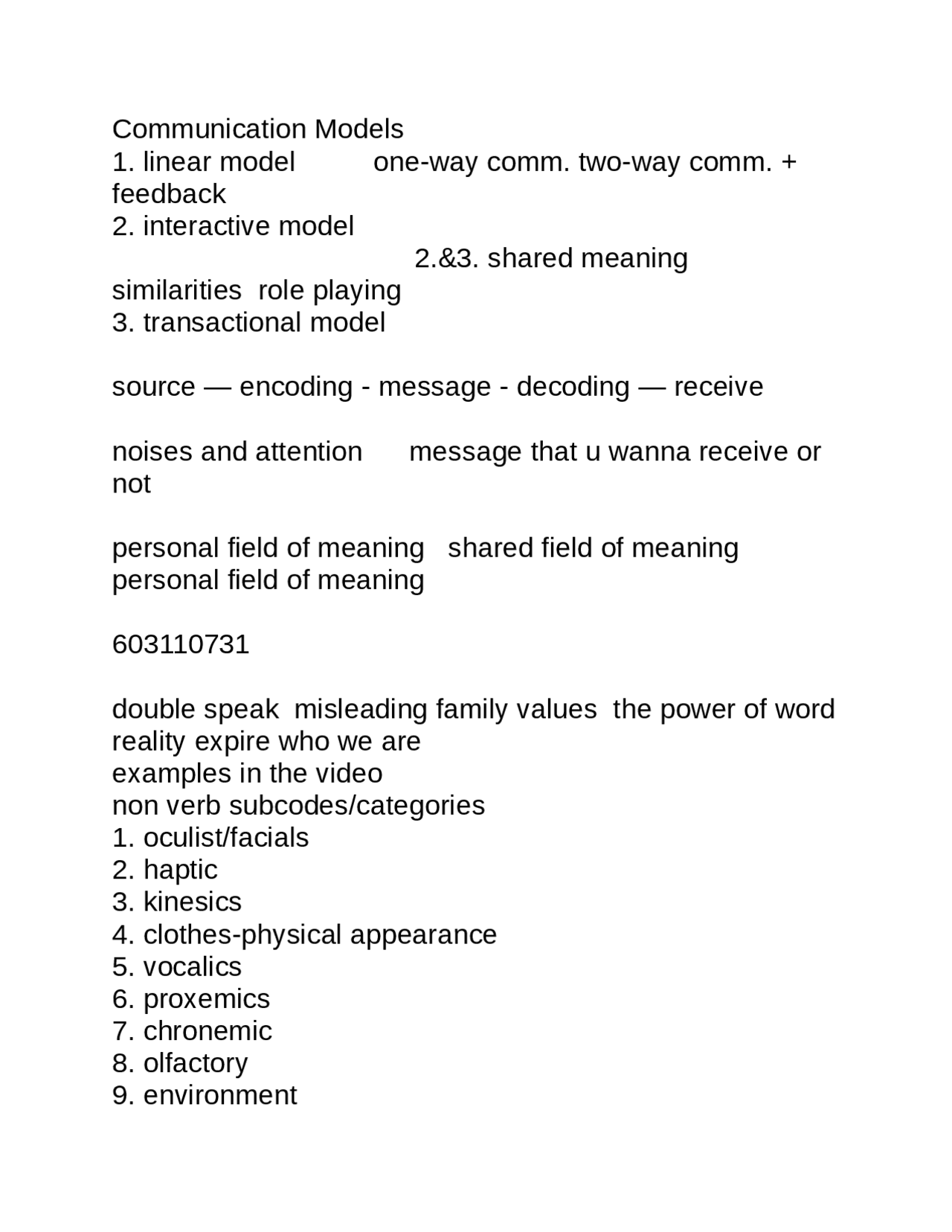 Communication Models - Review Sheet | COM 110 - Docsity