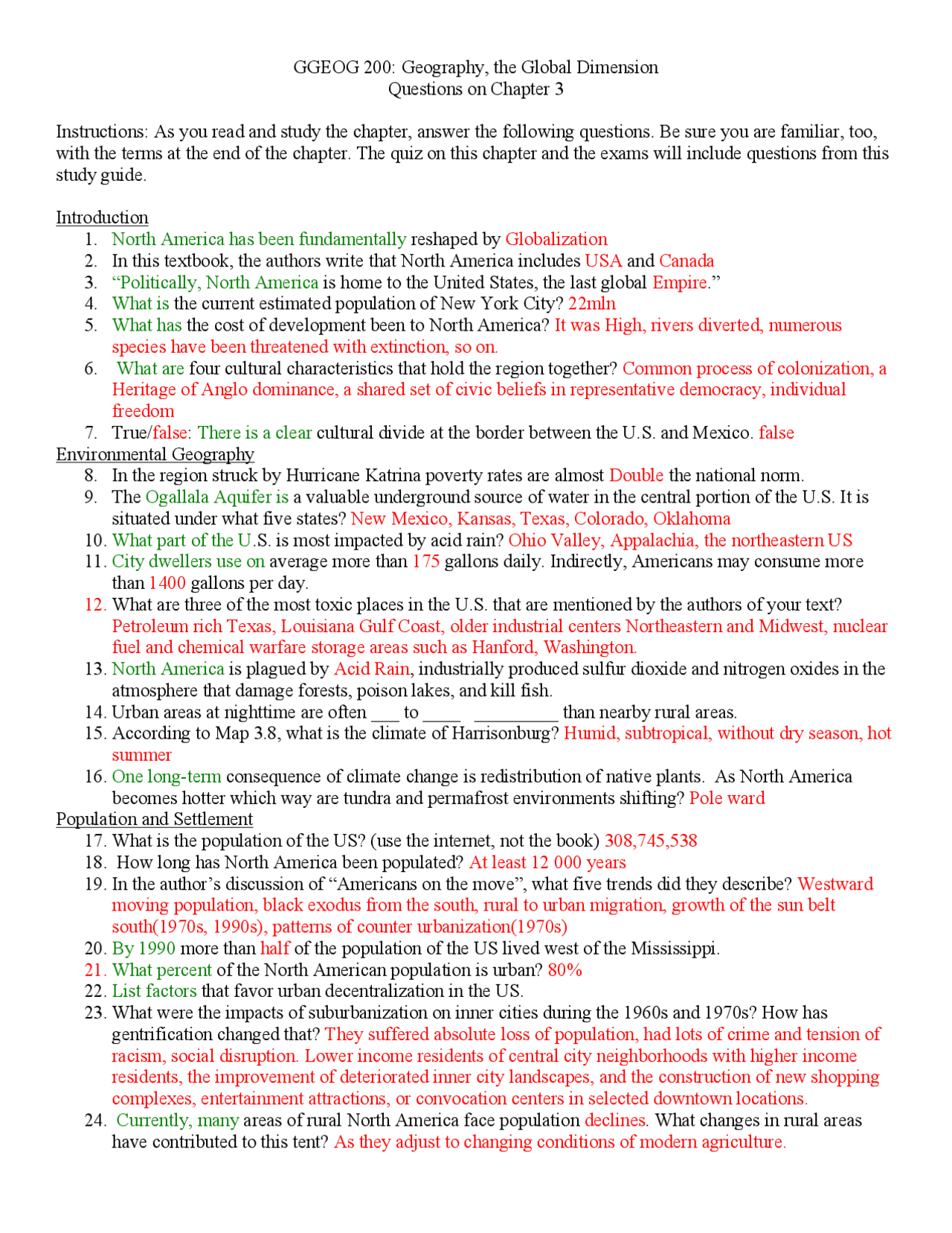 Study Guide Notes - Geography: Global Dimension | GGEOG 200 - Docsity