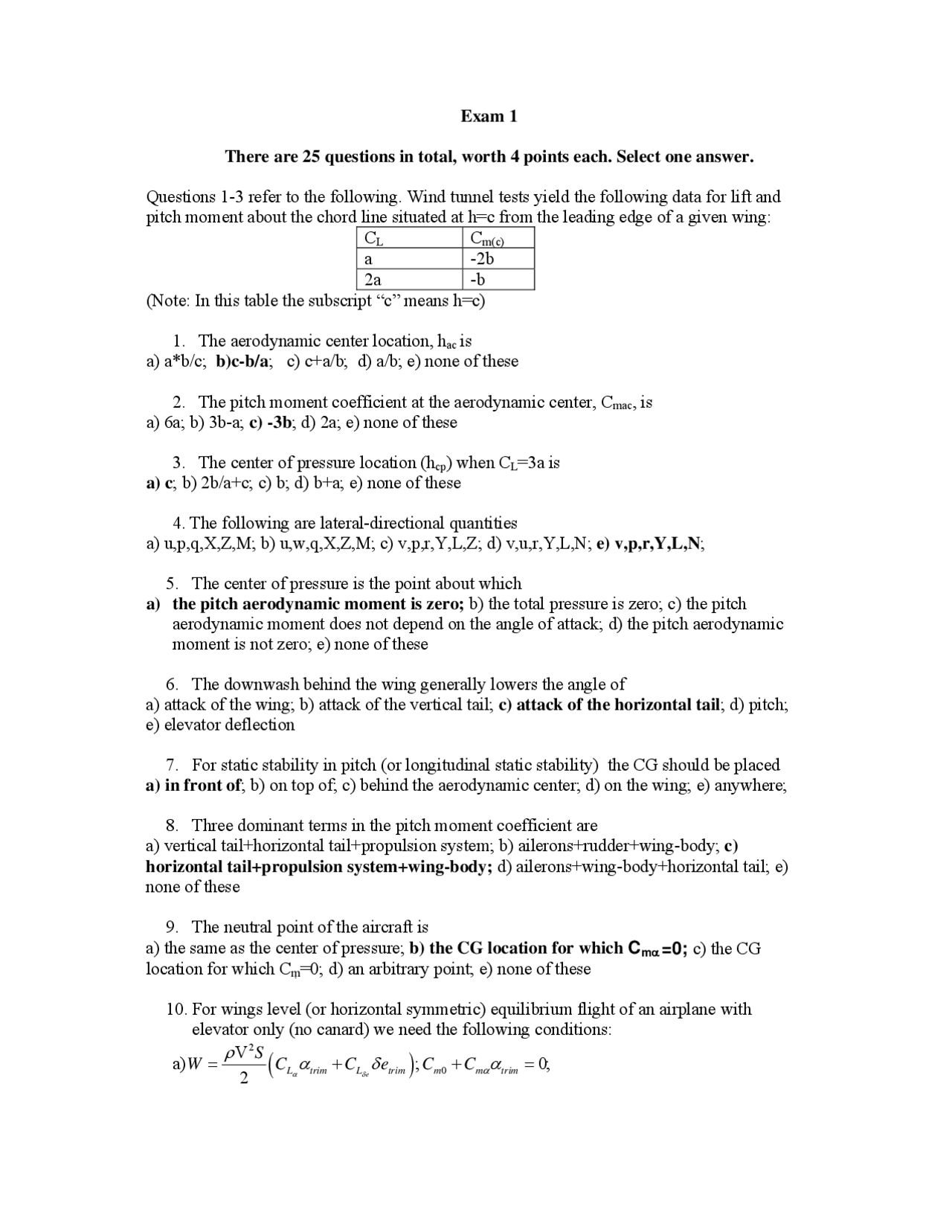 Exam 1 Practice Questions Stability And Control Aoe 3134 Docsity Exam 1 Practice Questions Stability And Control Aoe 3134 Docsity