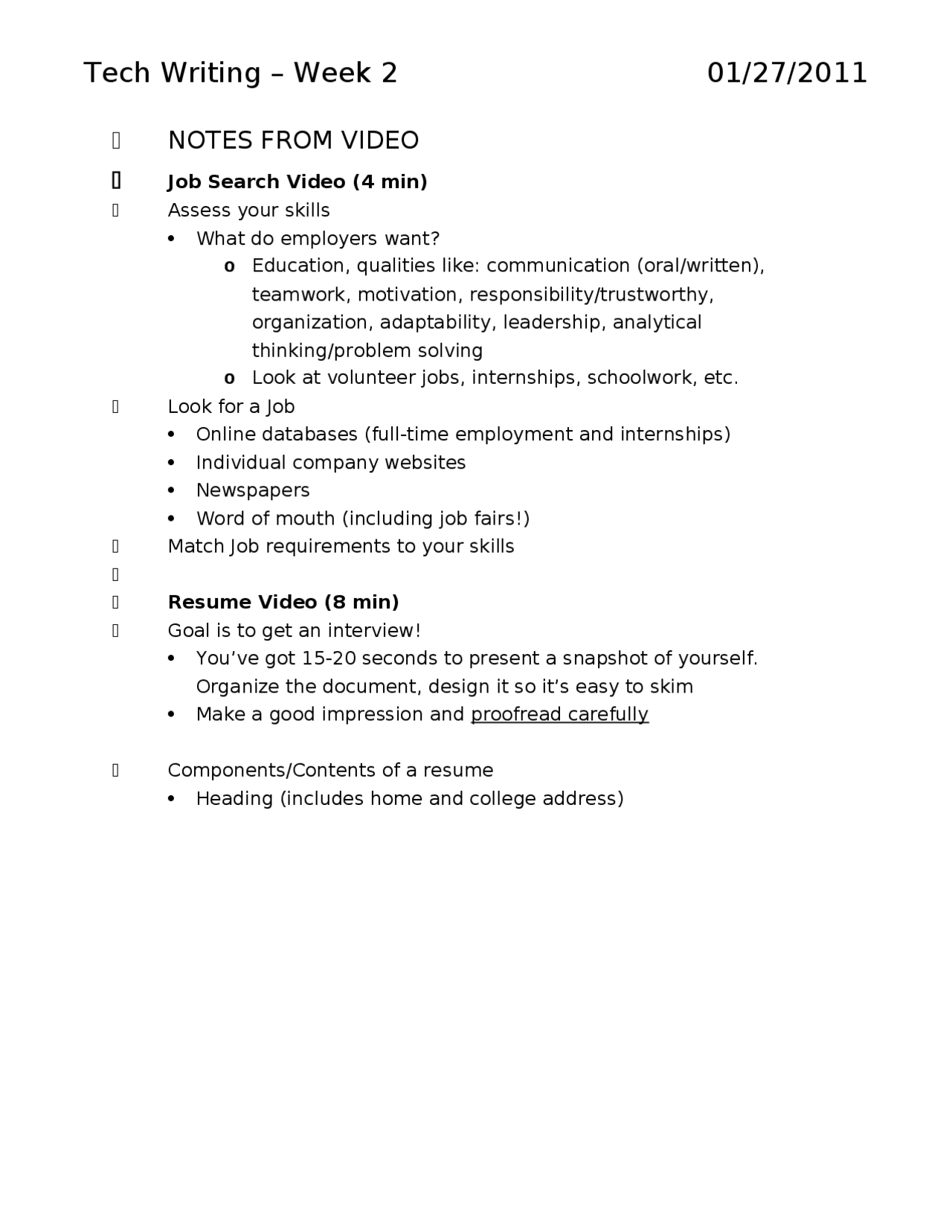 Technical Writing Notes How to Get a Job – Technical Writing – Notes | ENGL 3764 - Docsity