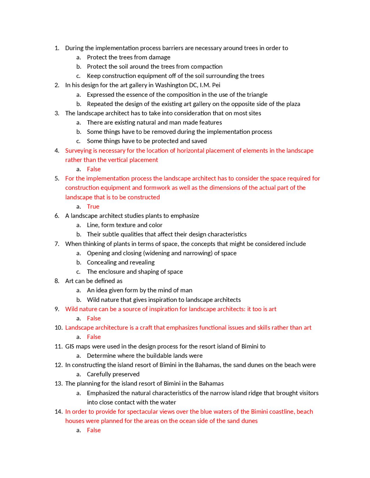 Study Questions for Landscape Architecture | LA 1201 | Exams ...