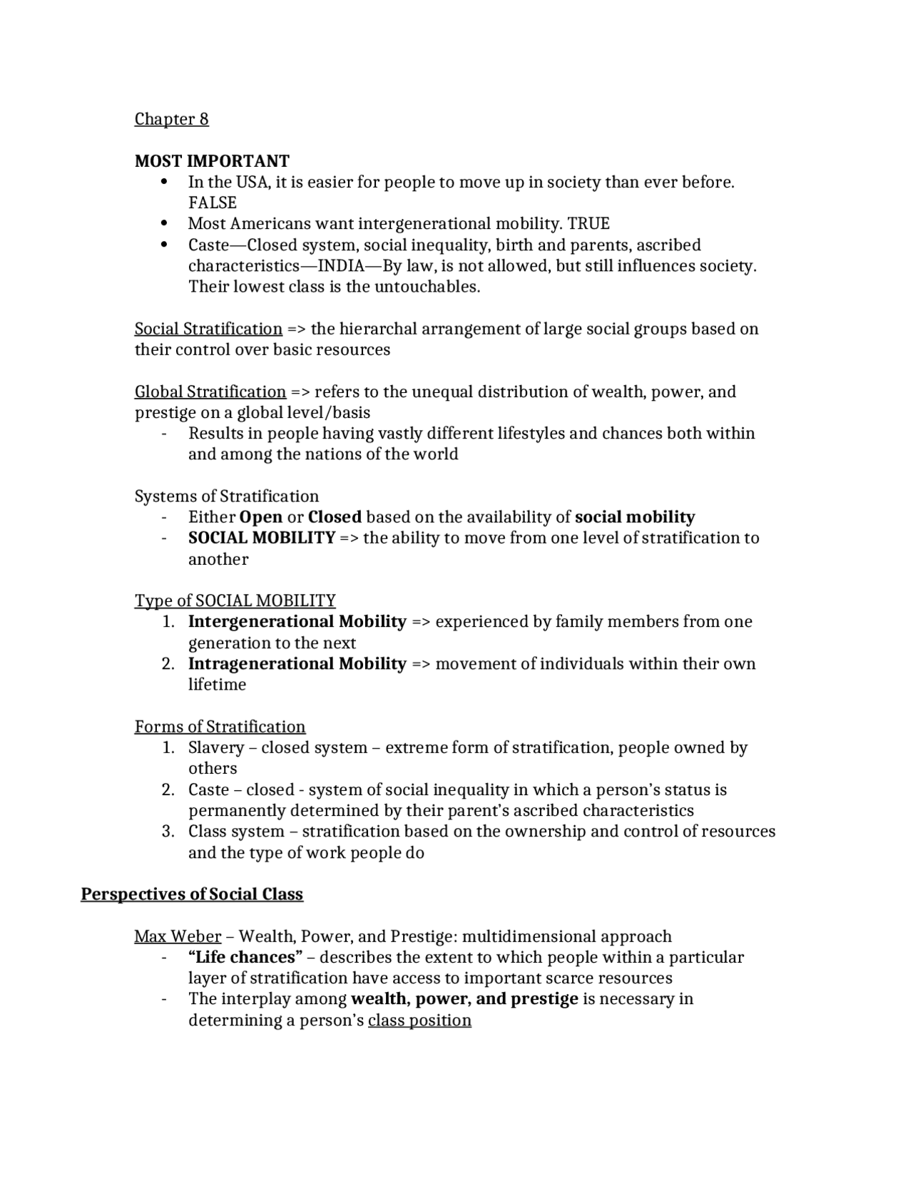 Chapter 8 Review Guide - Introduction to Sociology | SOC 1305 - Docsity