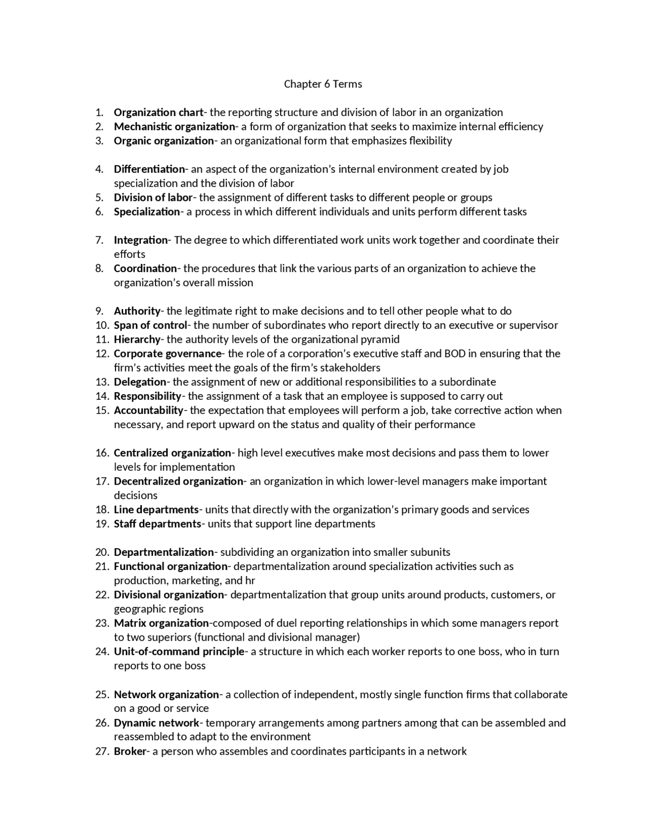 Principles of Organization and Management - Notes | MGT 3013 - Docsity