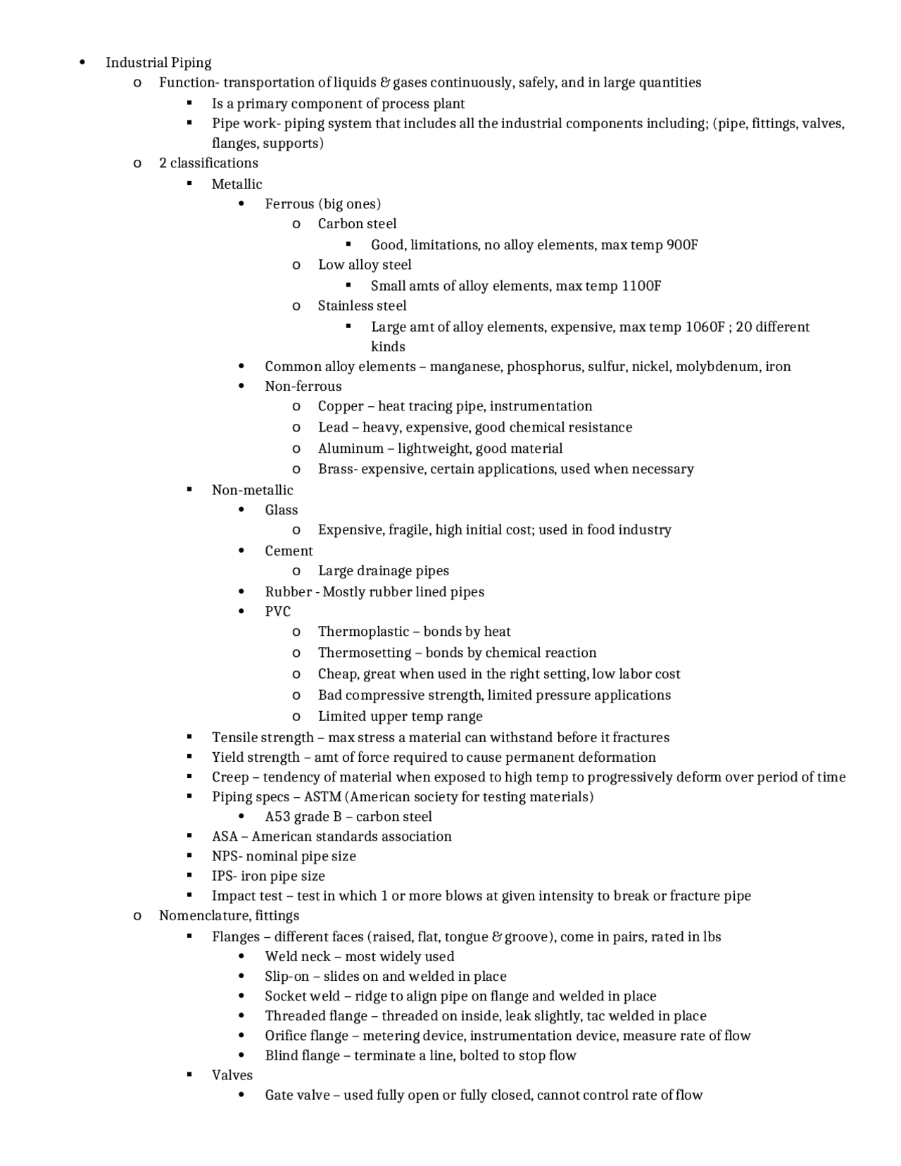 Review Sheet for Exam 3 - Materials, Methods and Equipment I | CM 2131 ...