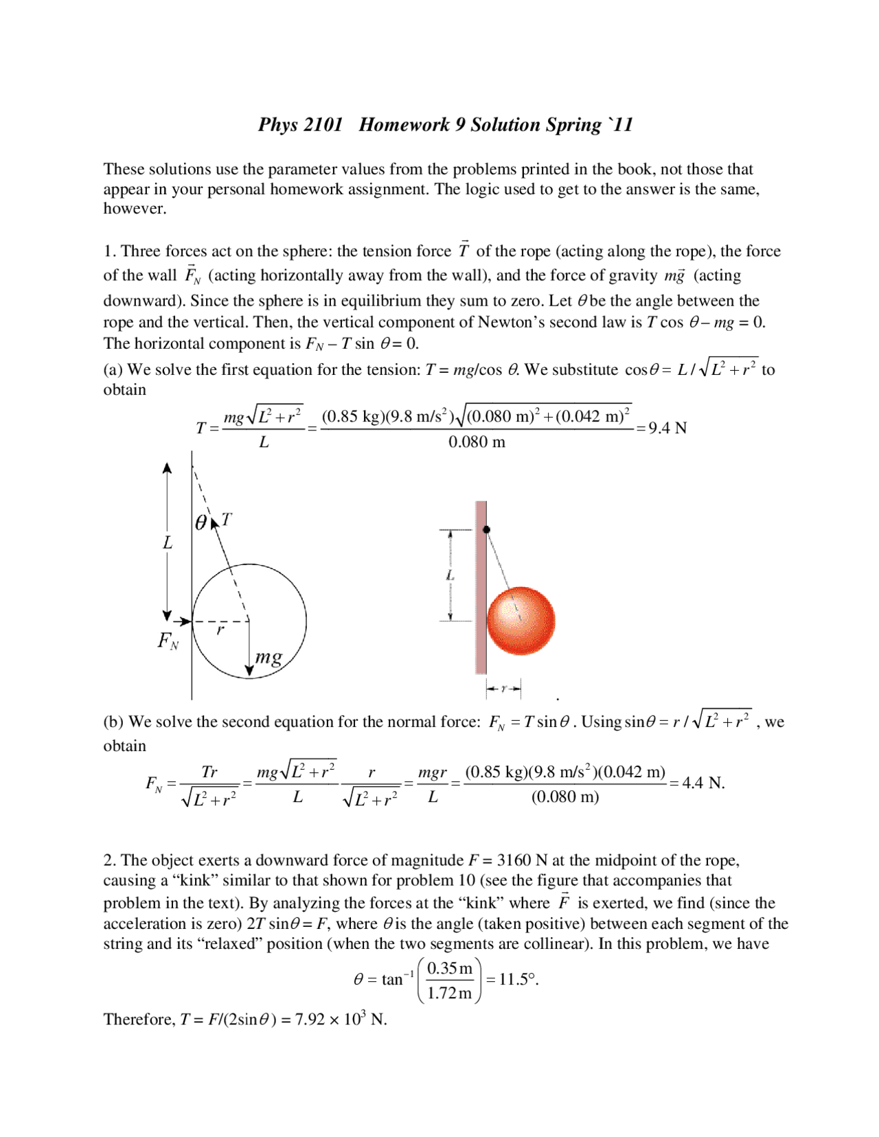 Problems With Solutions - General Physics for Technology - Quiz 9 ...