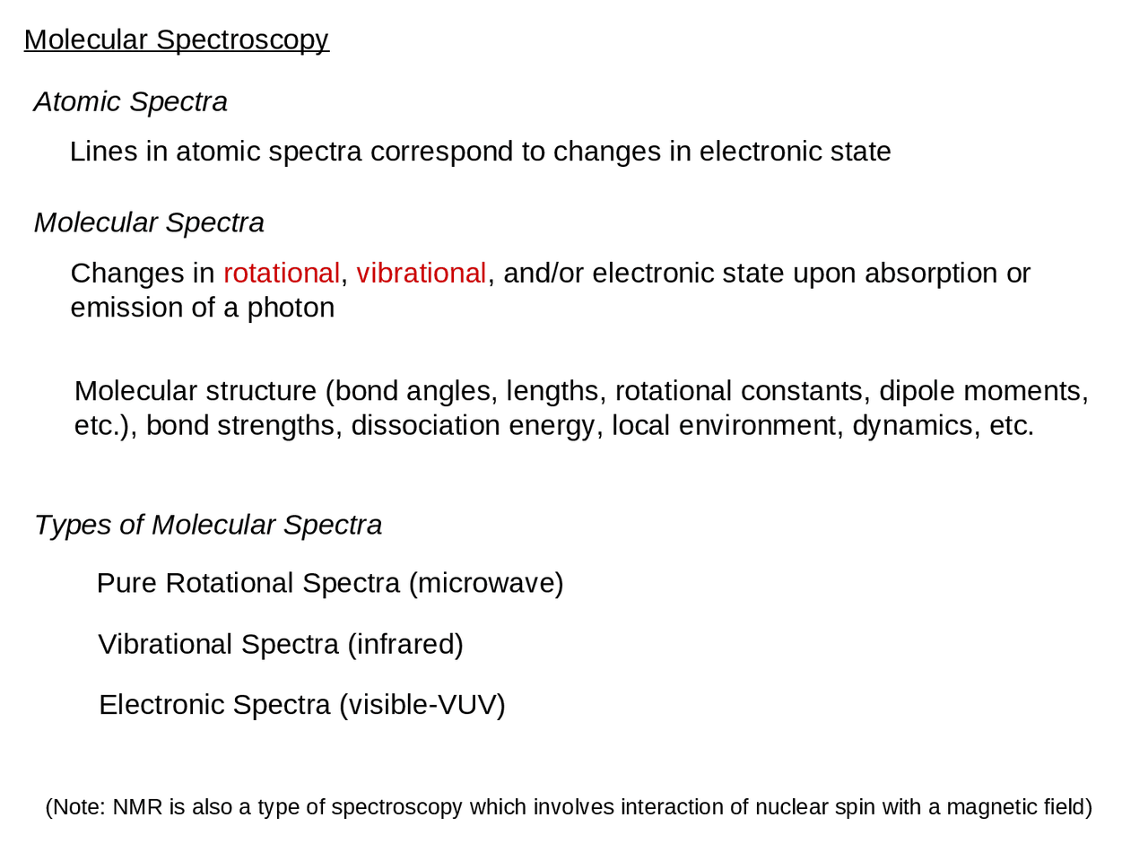 Lecture Notes on Molecular Spectroscopy Physical Chemistry CHE 3280