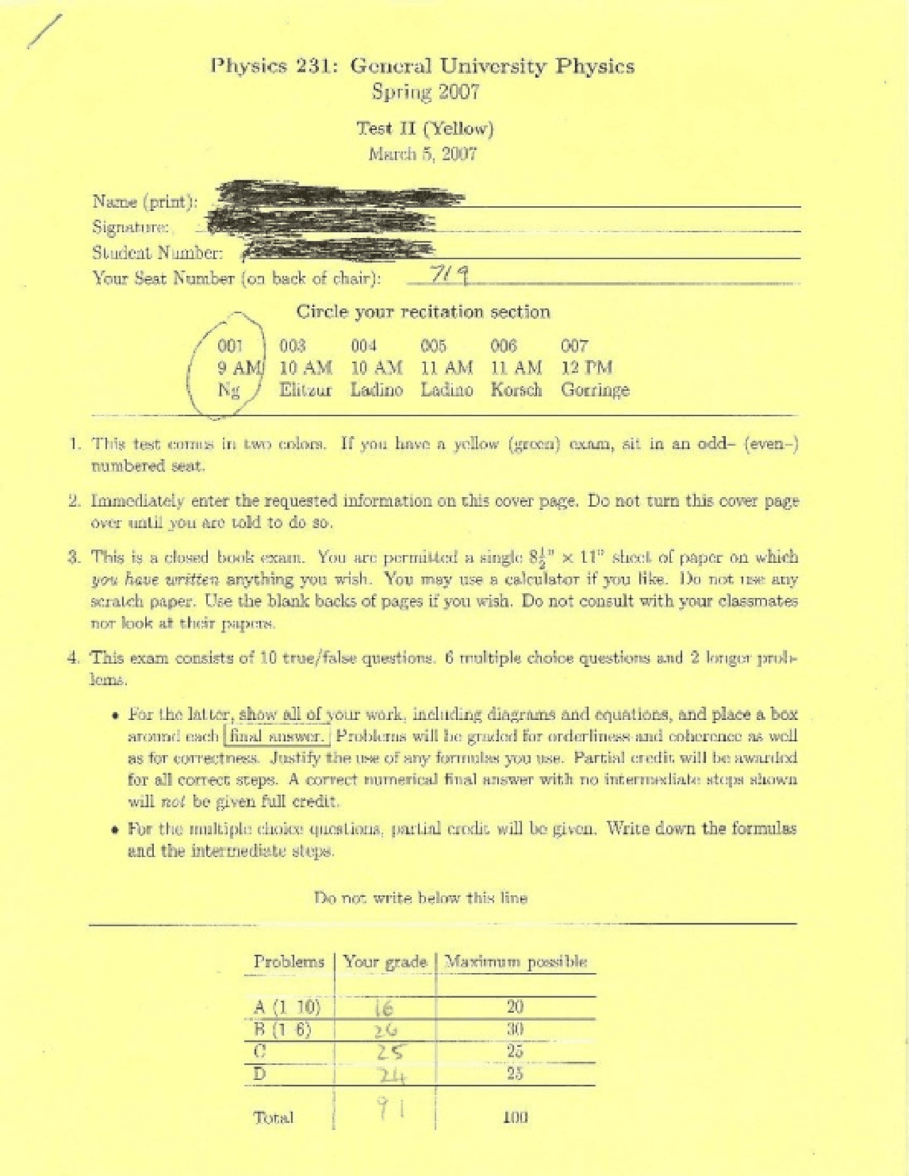 Exam # 2 - General University Physics | PHY 231 - Docsity