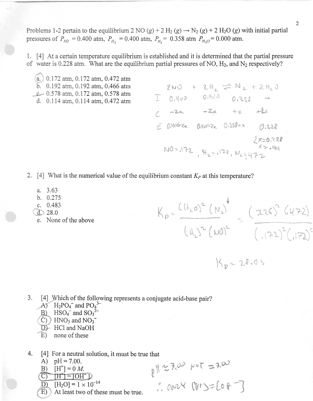 Exam 3 with Solution Key - Honors General Chemistry I | CHEM 116 - Docsity