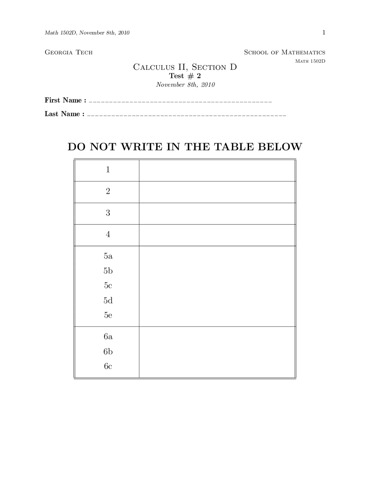 Exam 2 Review Questions - Calculus II | MATH 1502 - Docsity