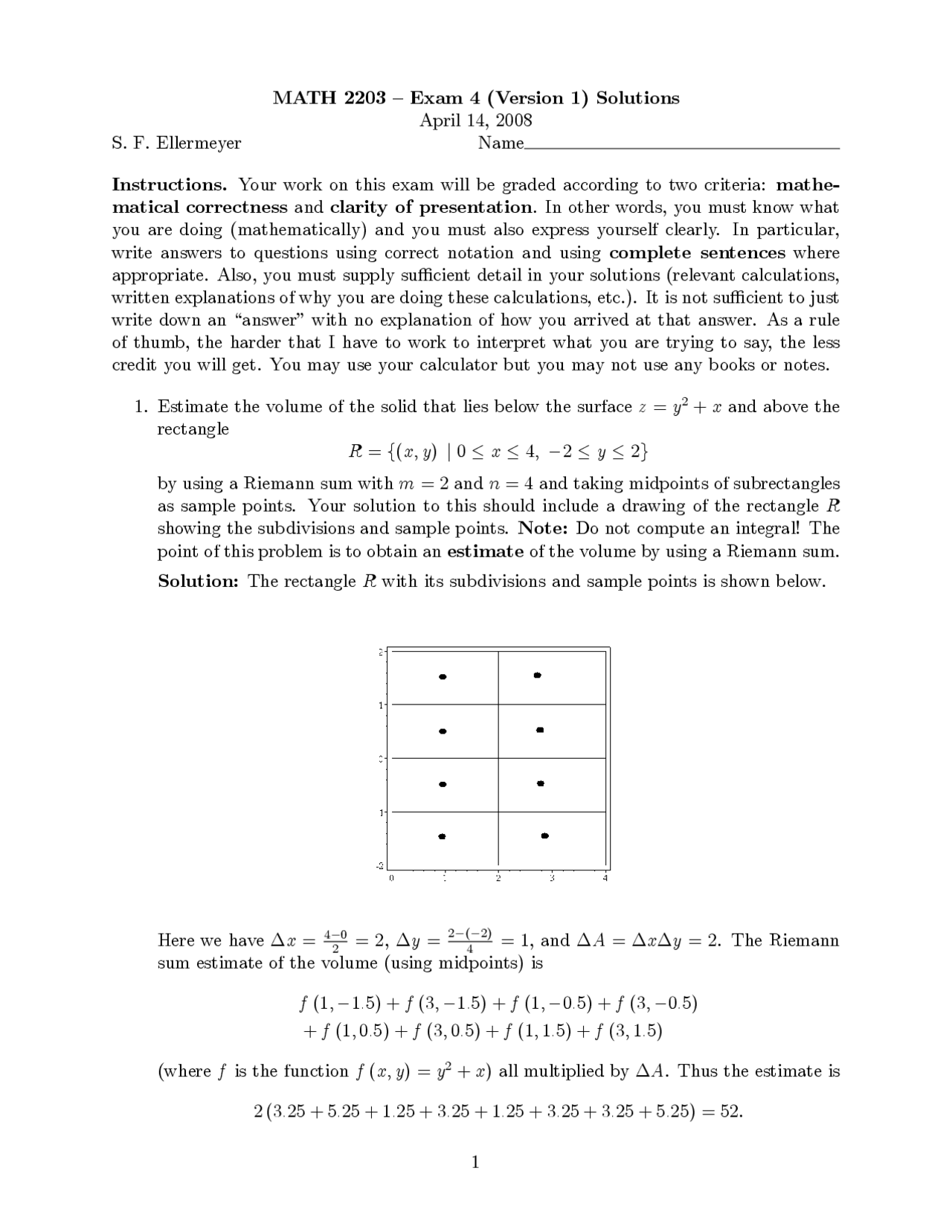 6 Problems With Solution For Exam 4 Calculus III MATH 2203 Docsity 6-problems-with-solution-for-exam-4-calculus-iii-math-2203-docsity