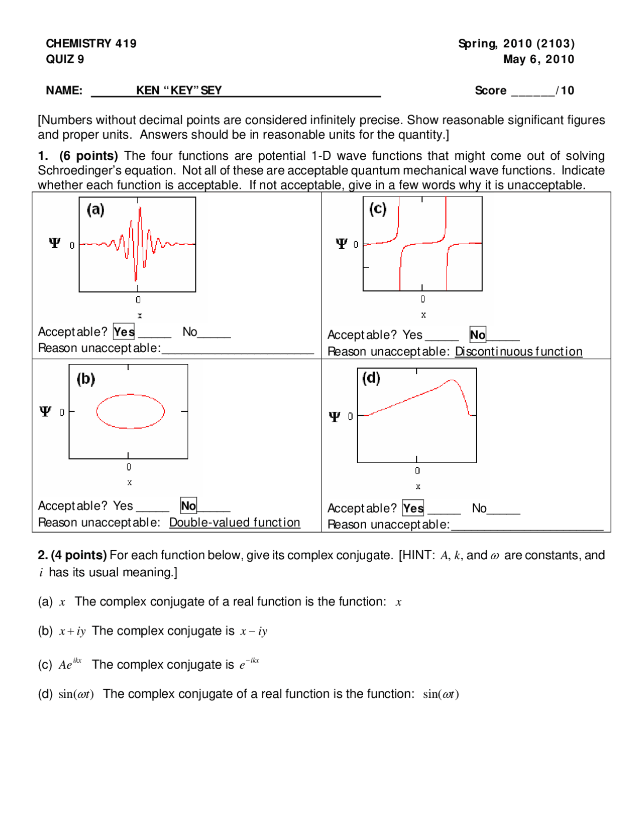 2 Questions In Introductory Physical Chemistry Quiz 9 Chem 419 Docsity 2 Questions In Introductory Physical Chemistry Quiz 9 Chem 419 Docsity